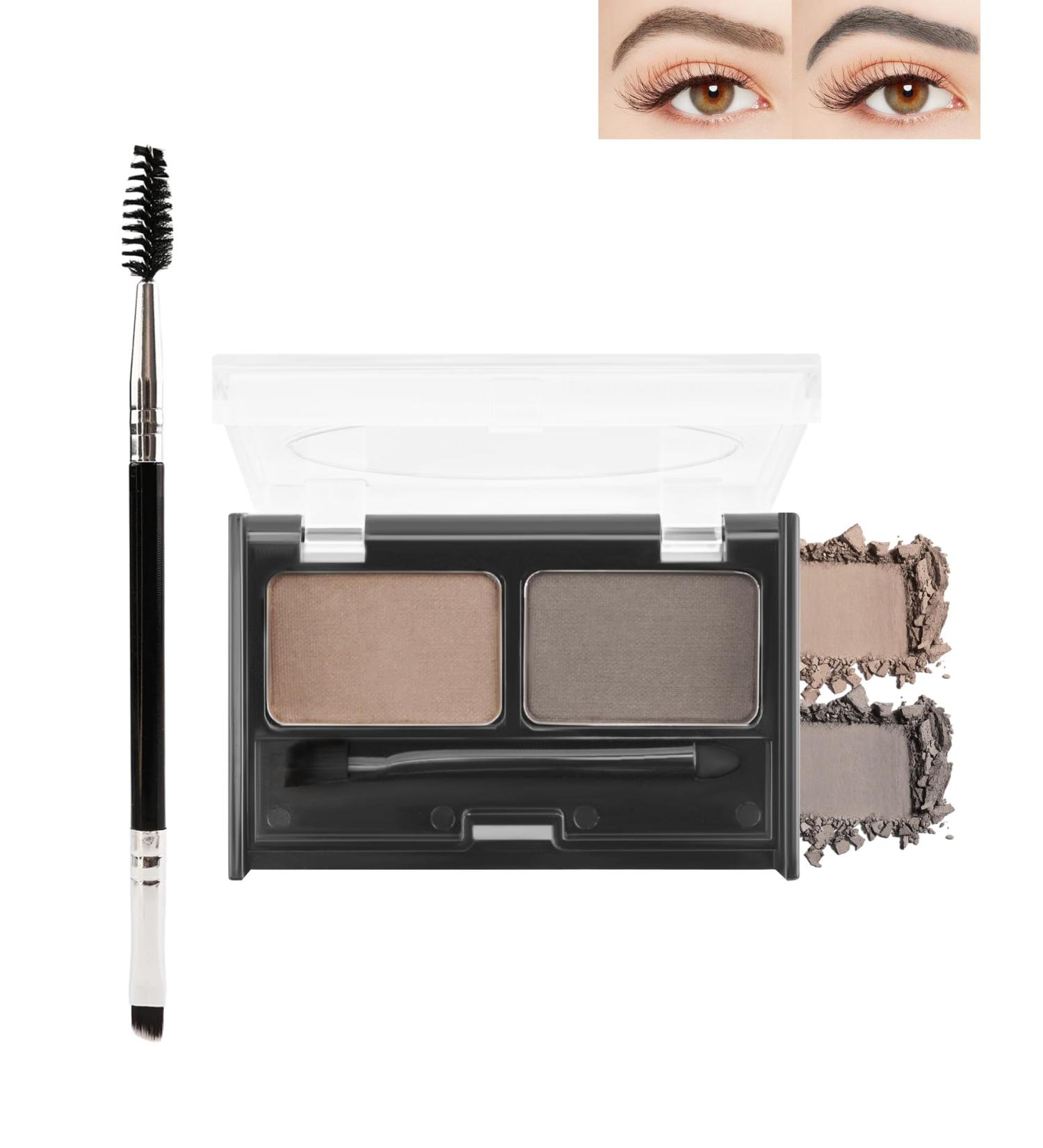2-Color Eyebrow Powder Palette Waterproof Long-Lasting Eye Brow Makeup Kit Defined Brow Filler Lightweight Blendable Natural Full Look for Sparse Eyebrows with Brow Brush-01 Light Brown + Grey - Buy Online on GoSupps.com