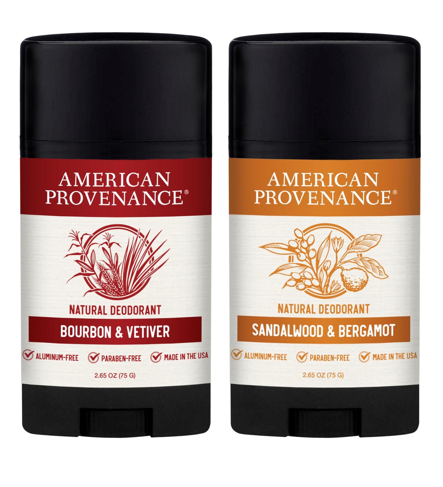 American Provenance Bourbon & Vetiver and Sandalwood & Bergamot Deodorant Bundle - Buy Online on GoSupps.com