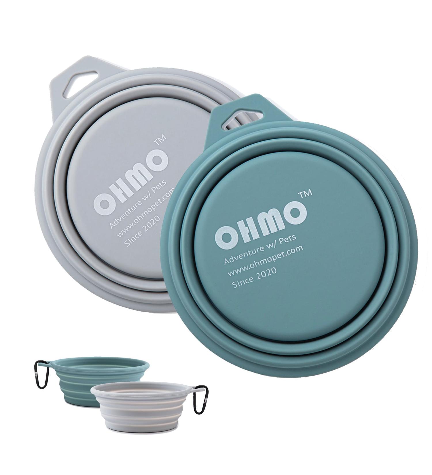 Buy Ohmo Foldable Dog Bowl - 2 Pack 400ml Premium Silicone Pet Water Bowl for Cats & Dogs - Portable & Lightweight for Outdoor Camping - Light Blue & Ash - Buy Online on GoSupps.com