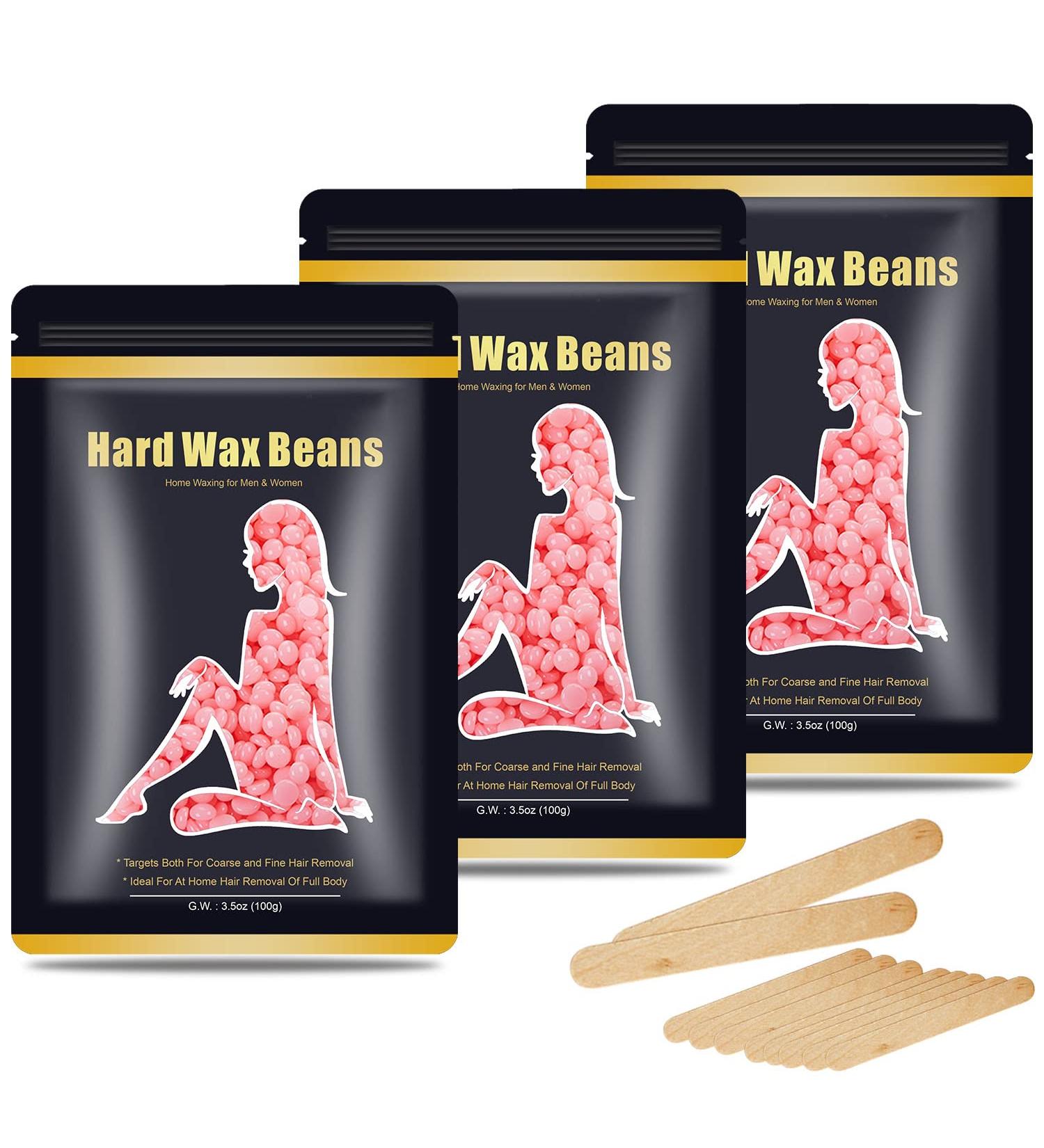 Hard Wax Beads for Brazilian Waxing - Painless Waxing Beans for Sensitive Skin (300g/10.5oz) | Coarse Body Hair Formula | Includes 10pcs Applicators | Ideal for Men and Women - Buy Online on GoSupps.com