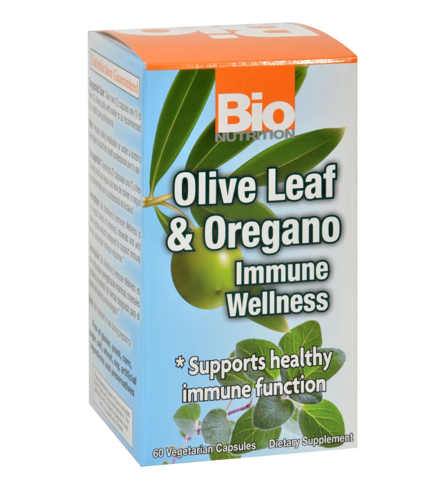 Bio Nutrition Immune Wellness Supplement 60 Vegetarian Capsules | Olive Leaf and Oregano | Minerals and Antioxidants for General Health Support | Immune Support