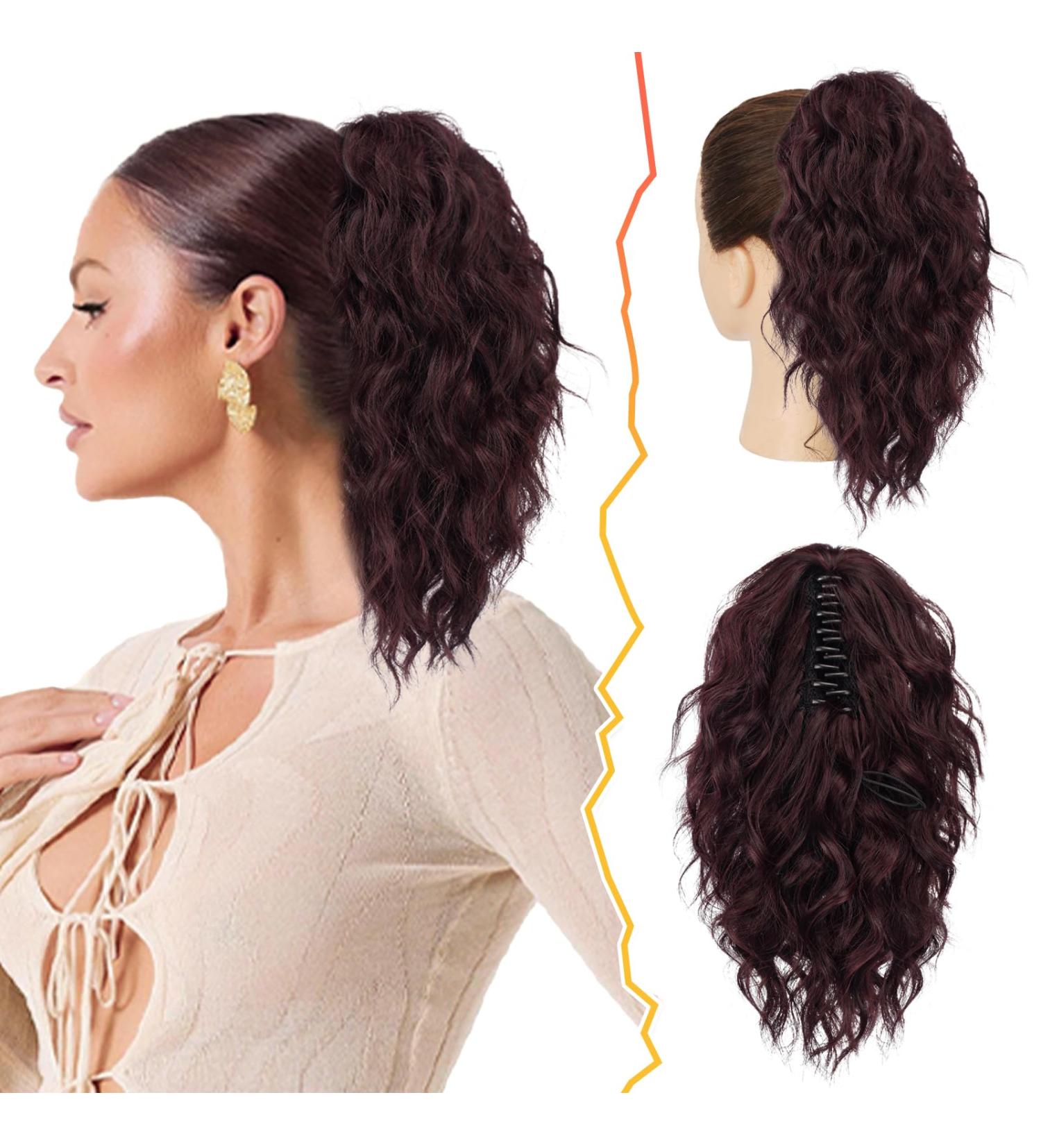 Buy BARSDAR Burgundy Hair Extensions | 30cm Curly Wavy Synthetic Hair Parts for Women - Multi-Layered Dark Burgundy Clip-In - Buy Online on GoSupps.com