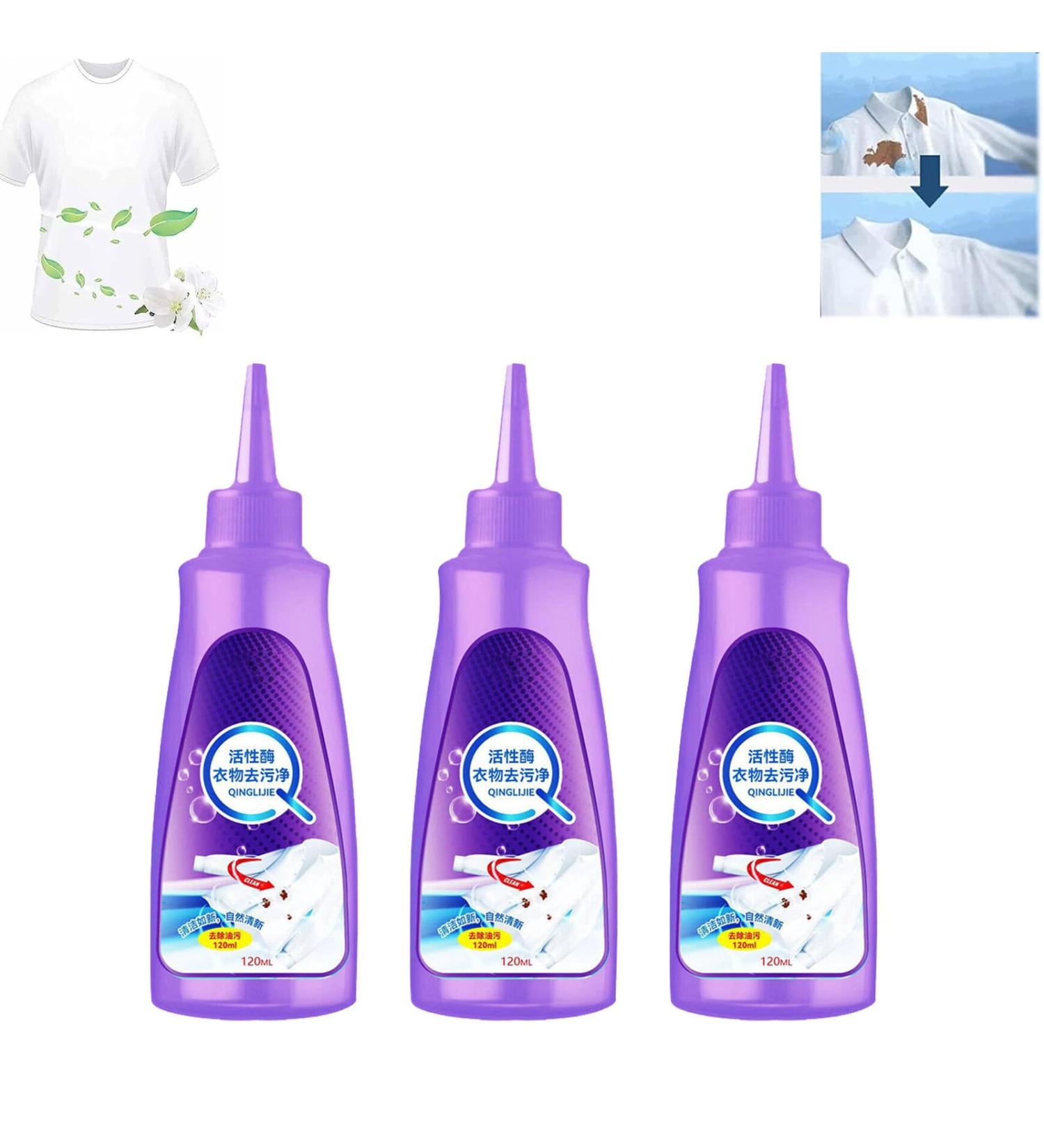 Active Enzyme Laundry Stain Remover Wash-Free Active Enzyme Clothing Stain Remover Garment Stubborn Stain Cleaner Oil Remover (3 Pcs) - Buy Online on GoSupps.com