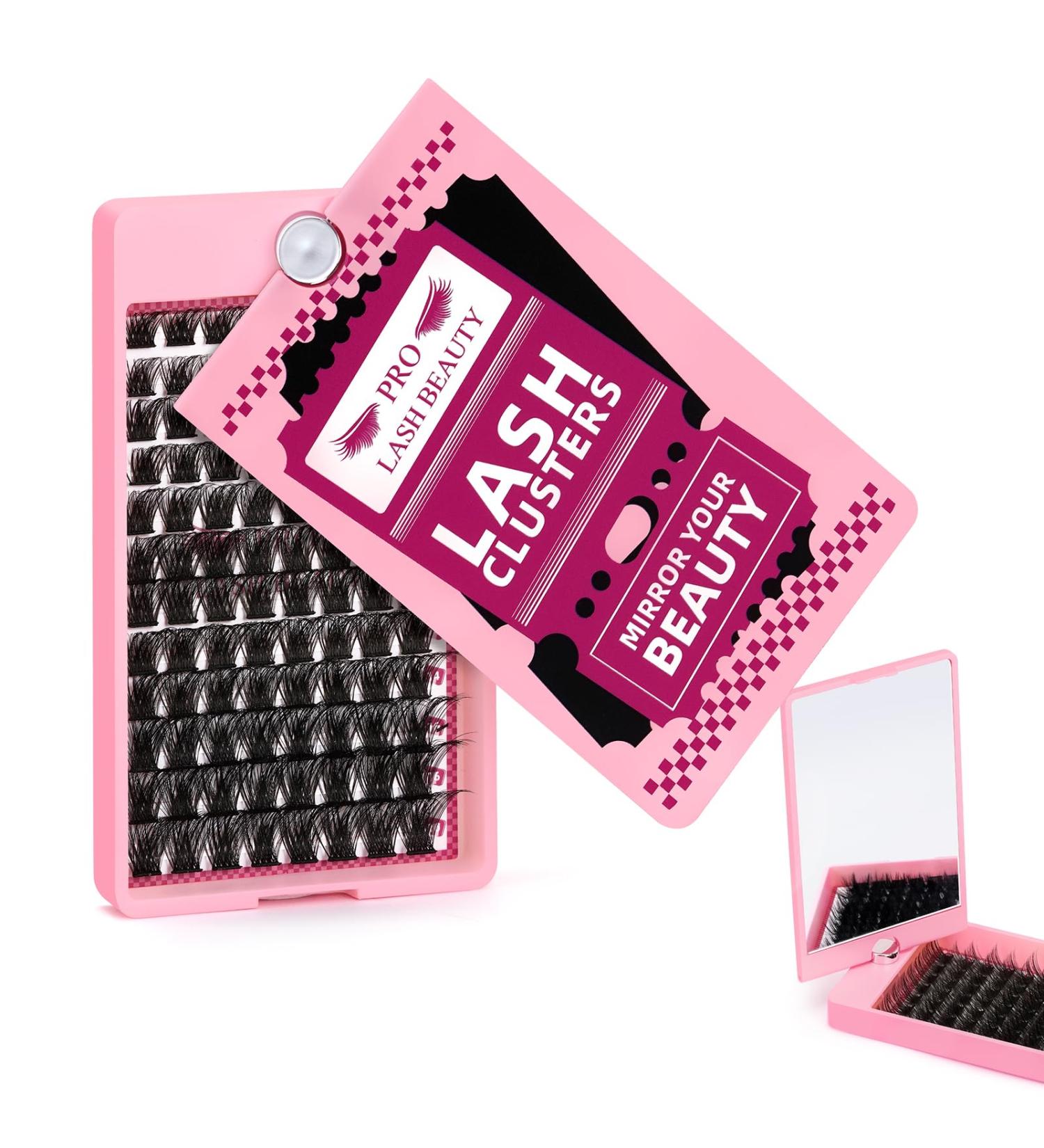 Pro Individual Eyelashes - 96 PCs Cluster Lashes with Rotating Mirror | DIY Eyelash Extensions | C Curl 10-16 Mix - Buy Online on GoSupps.com