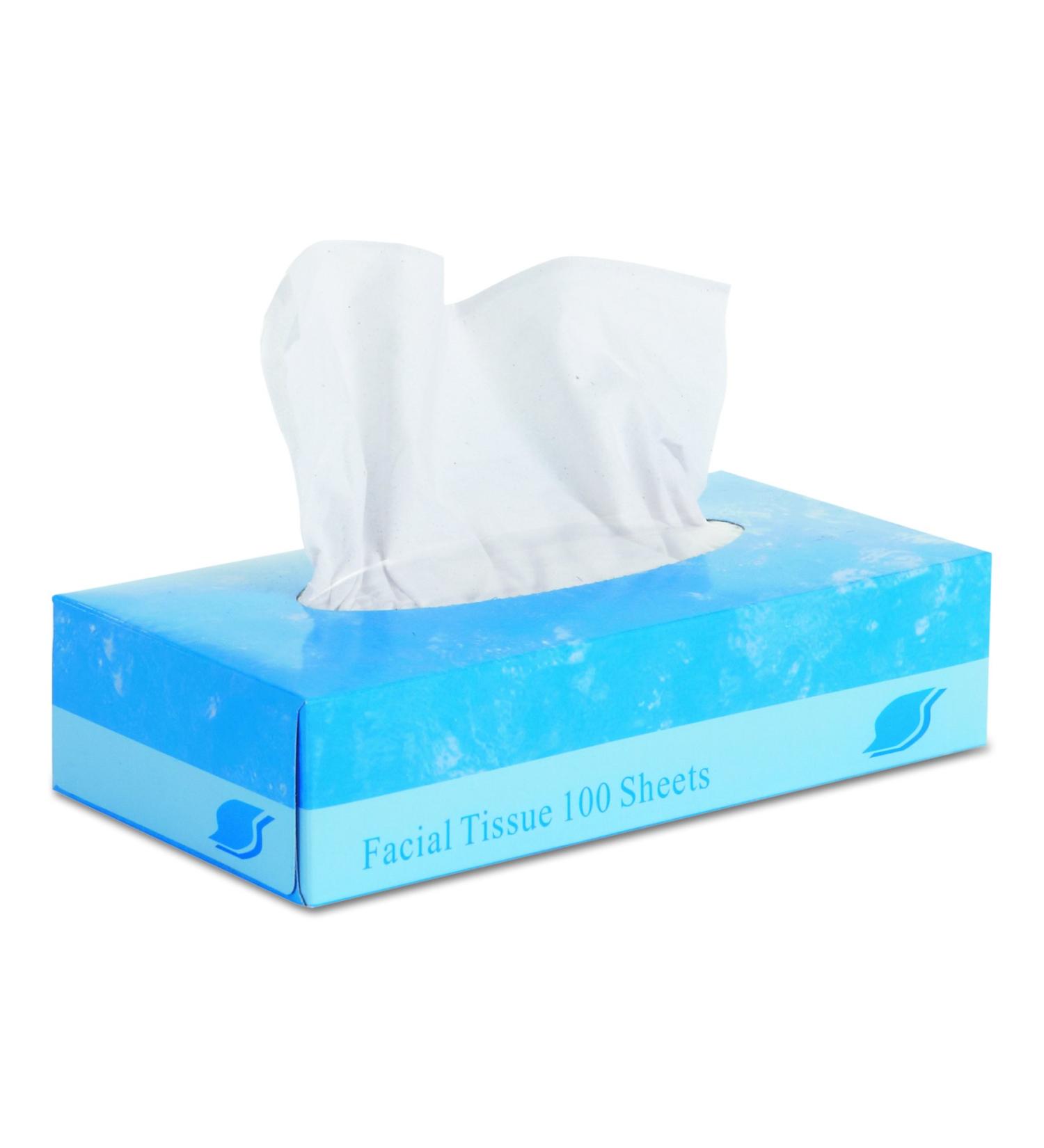GEN 6501 Facial Tissue, Flat Box, 2-Ply, 8" x 8.3", 100 per Box (Case of 30 Boxes)