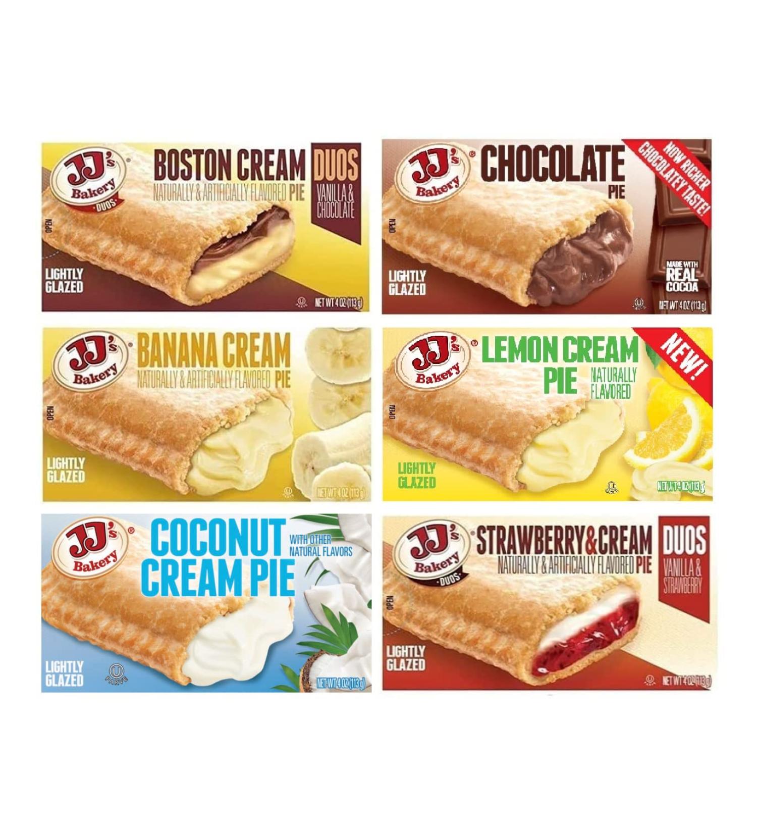 JJ's Bakery Cream Pie Variety Pack - 6 Flavors - 6 Pack | Delicious Desserts - Buy Online on GoSupps.com