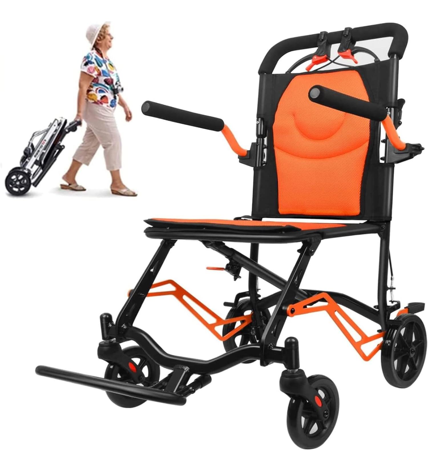Super Lightweight Transport Wheelchair Folding Portable Transport Wheelchair Transit Wheelchairs for Adults and Seniors Load Capacity 120 Kg Durable - Buy Online on GoSupps.com