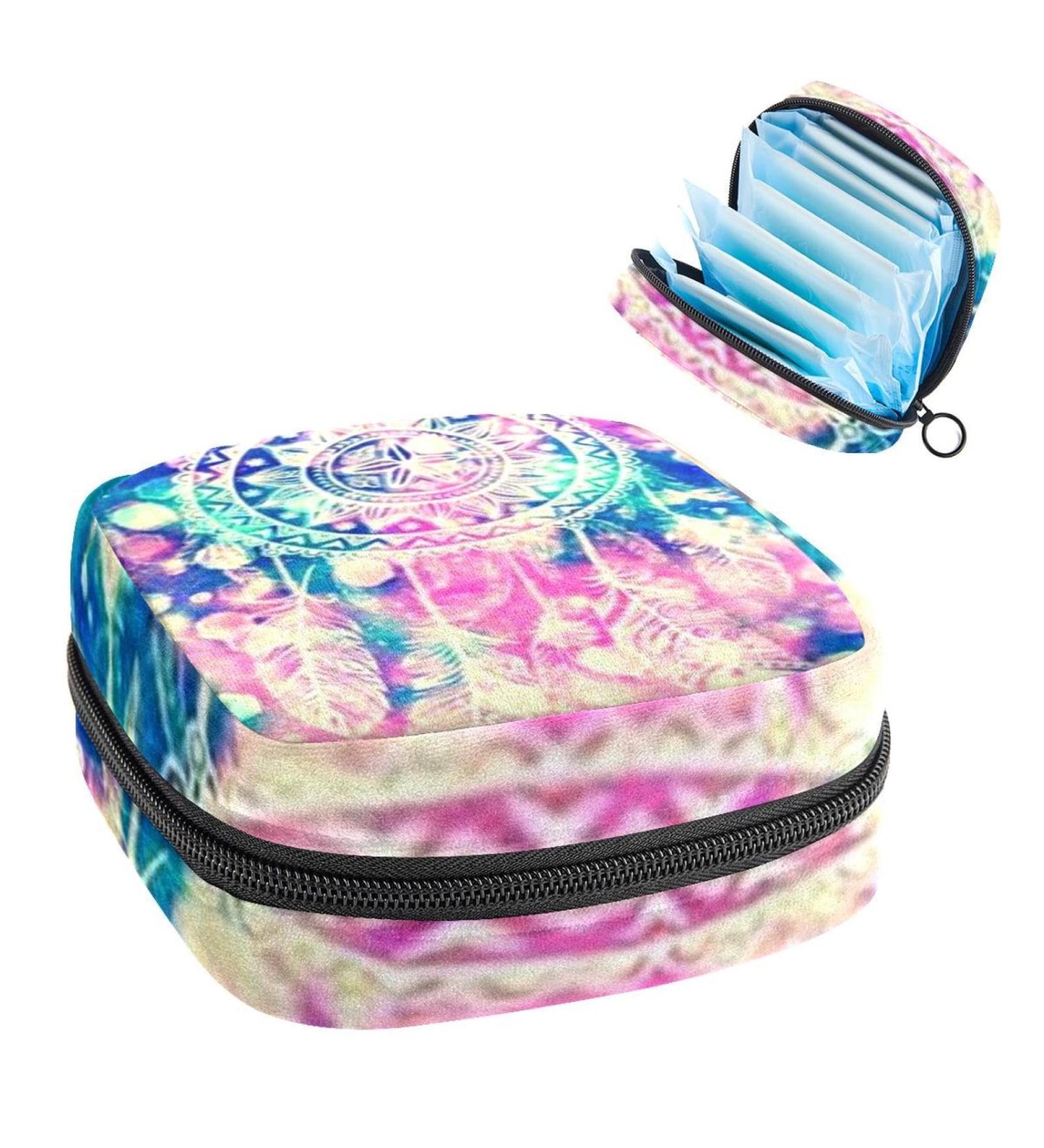 Colorful Dreamcatcher Feather Period Bag - GIAPB Sanitary Napkin Storage & Travel Makeup Pouch - Buy Online on GoSupps.com