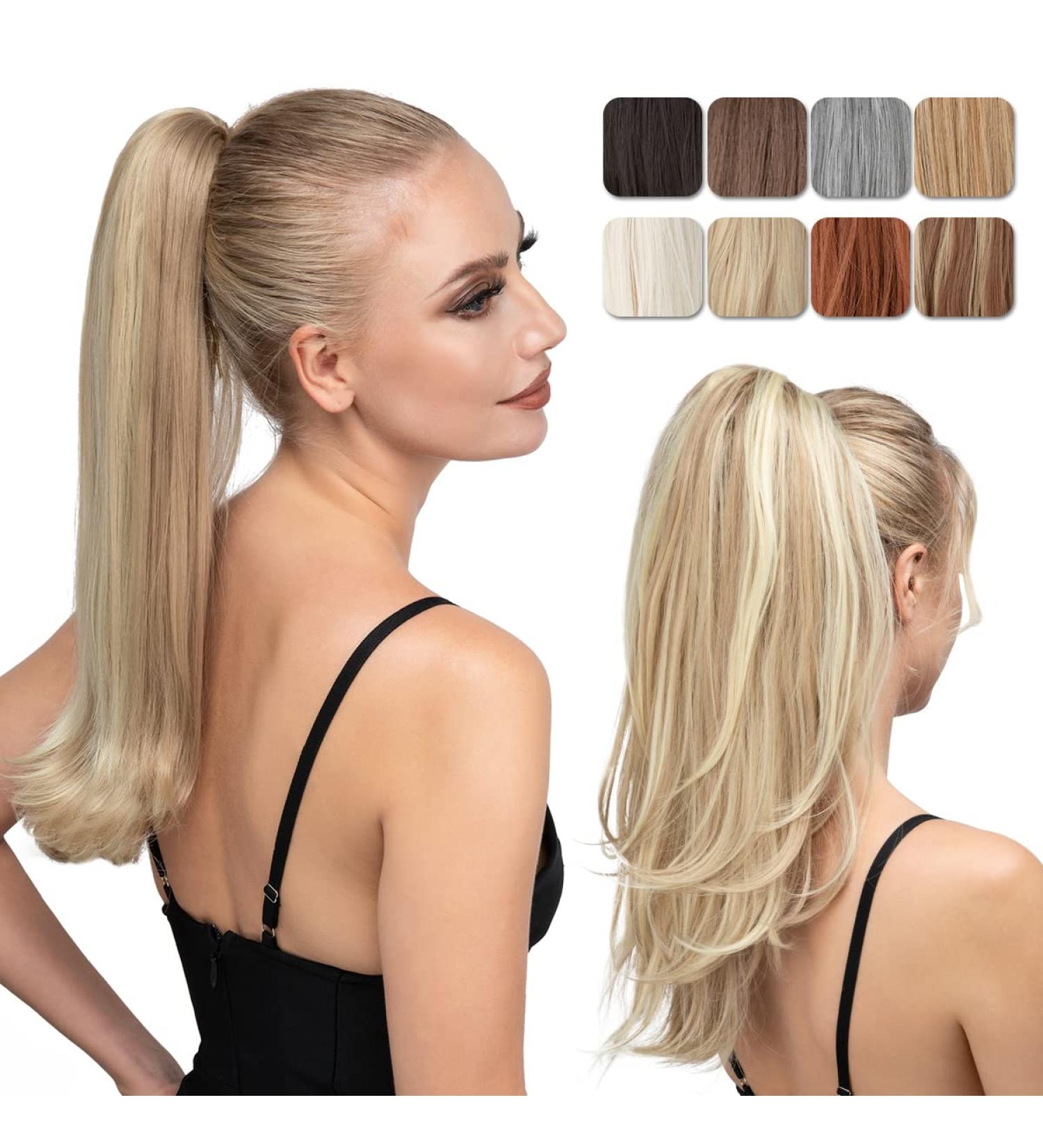Dirty Blonde 18 Inch Clip in Ponytail Extension - Long Curly Wavy Hairpiece for Women - Buy Online on GoSupps.com