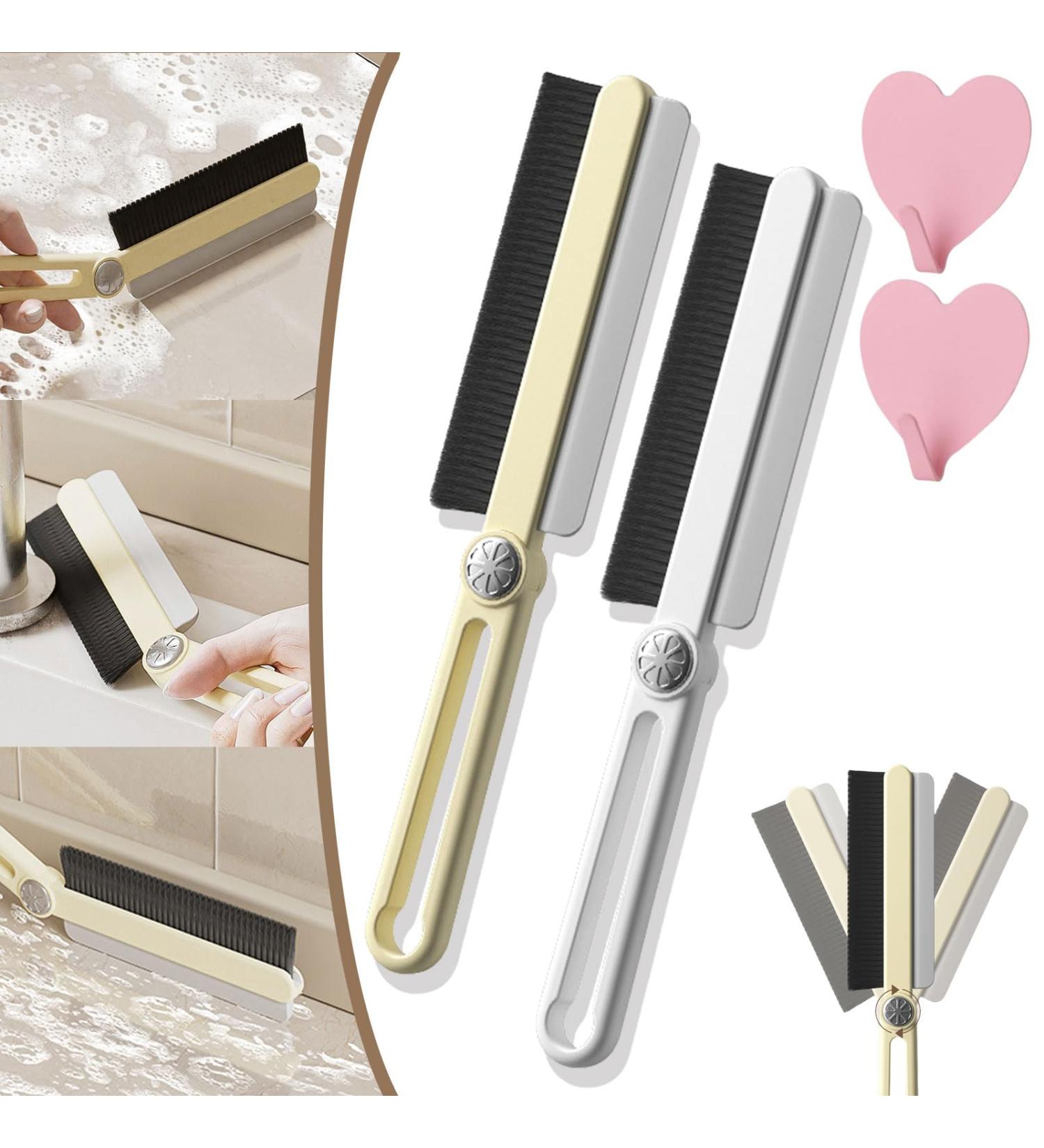 Cohbskj Hard Bristle Crevice Cleaning Brushes with Scraper Multi-Function Rotating Crevice Cleaning Brush Thin Gap Cleaning Brush with Squeegee Rotatable Crevice Cleaning Tool (2Pcs-Mix) - Buy Online on GoSupps.com