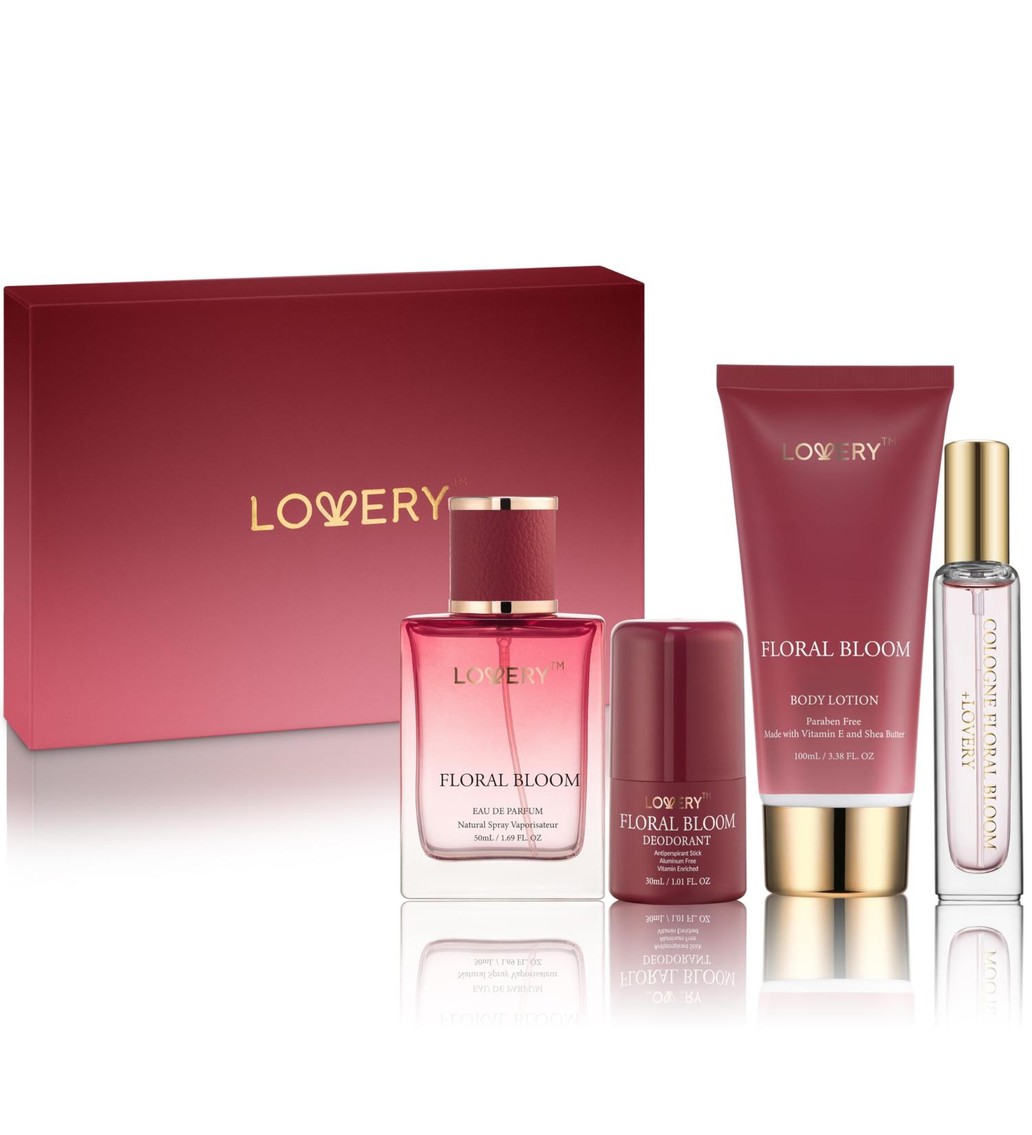 Womens Valentines Gifts Floral Bloom Perfume Set 4 in 1 Womens Perfume & Deodorant Eau de Parfum Fragrance Sets - Perfumes for Women Gift Set with Antiperspirant Stick Body Lotion & Mini Perfume - Buy Online on GoSupps.com
