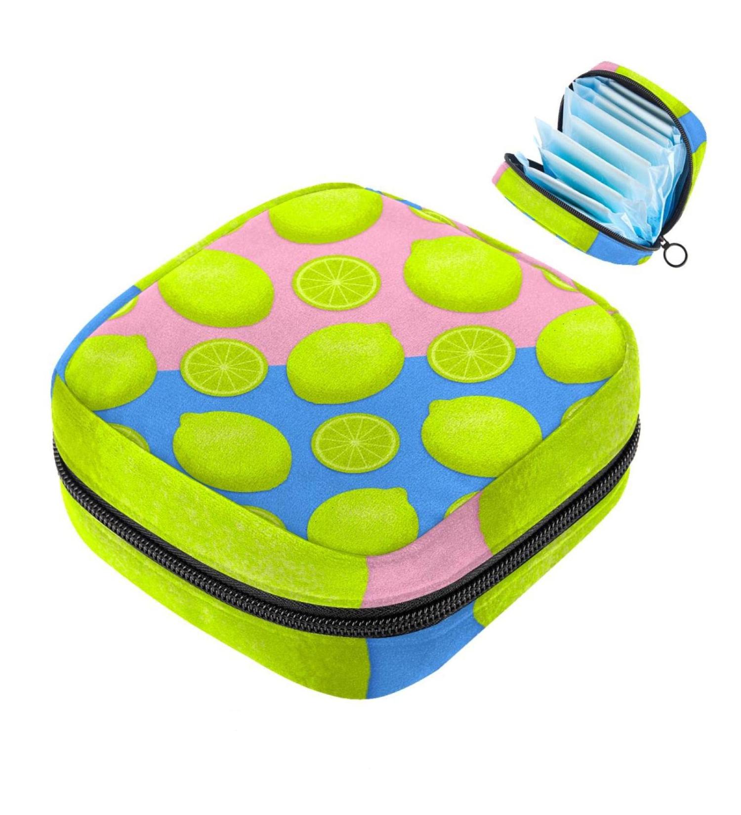 Portable Lemon Pattern Sanitary Napkin Storage Bag for Girls & Women | Zippered Menstrual Cup Pocket - Perfect for Travel - Buy Online on GoSupps.com