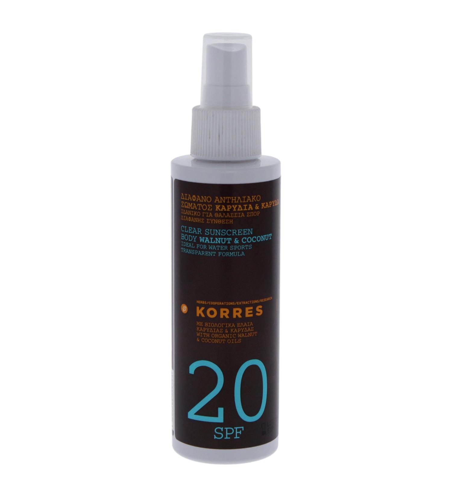 Korres Walnut and Coconut SPF 20 Clear Sunscreen Spray 150ml
