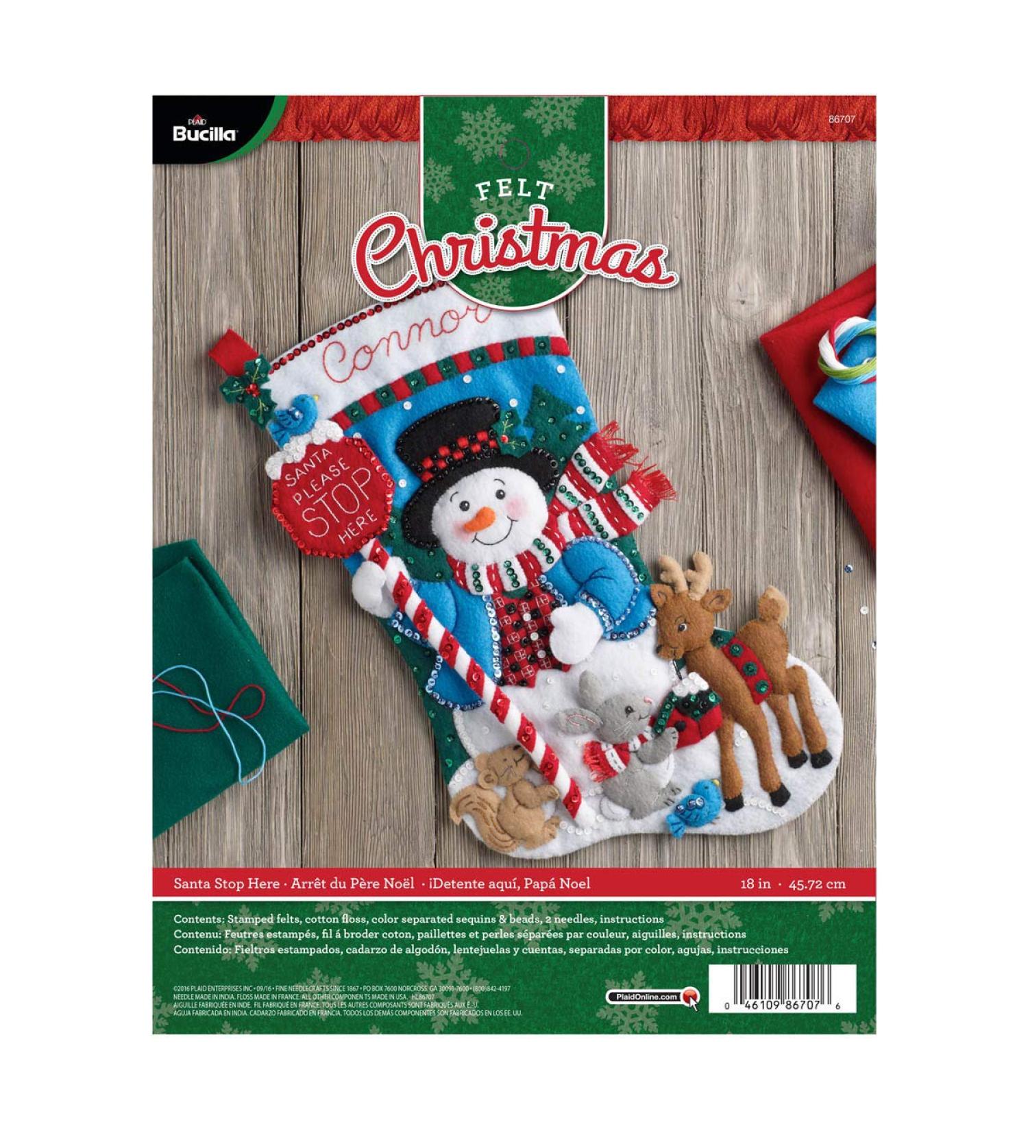 Bucilla Felt Applique Stocking Kit - 18-Inch Santa Stop Here - Buy Online on GoSupps.com