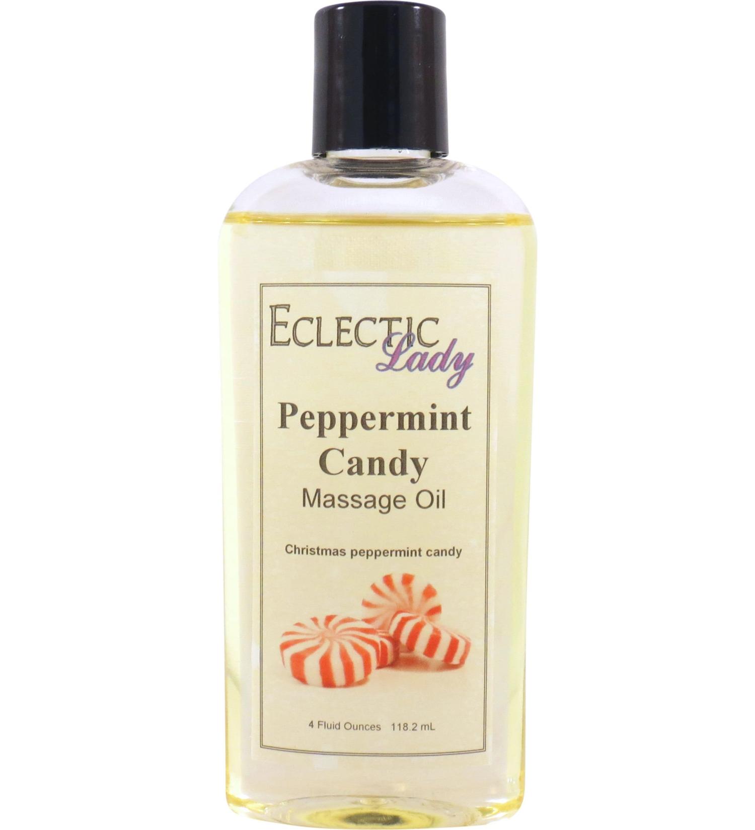 Peppermint Candy Massage Oil 8 oz With Sweet Almond Oil and Jojoba Oil Preservative Free Perfect for Aromatherapy and Relaxation 8 Ounce - Buy Online on GoSupps.com