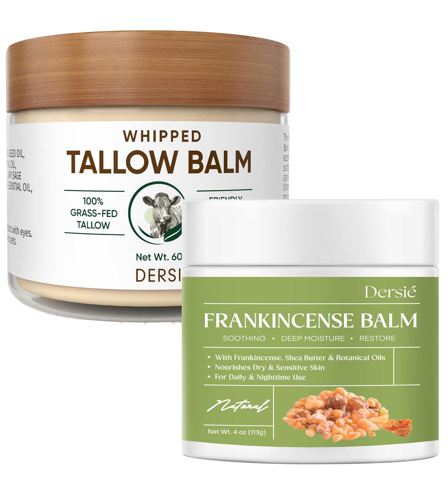 Dersie Natural Hydration & Soothing Bundle: Whipped Tallow Cream + Frankincense Balm - Buy Online on GoSupps.com
