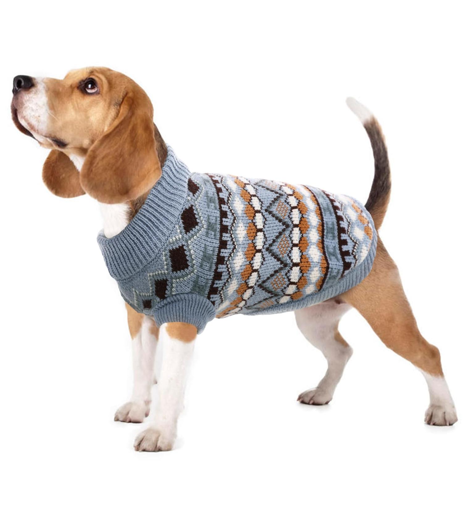 Hjumarayan Boho Dog Sweater - Blue XS | Thick Christmas Sweater for Small Breeds like French Bulldog & Chihuahua | Beautiful & Cozy Dog Apparel - Buy Online on GoSupps.com