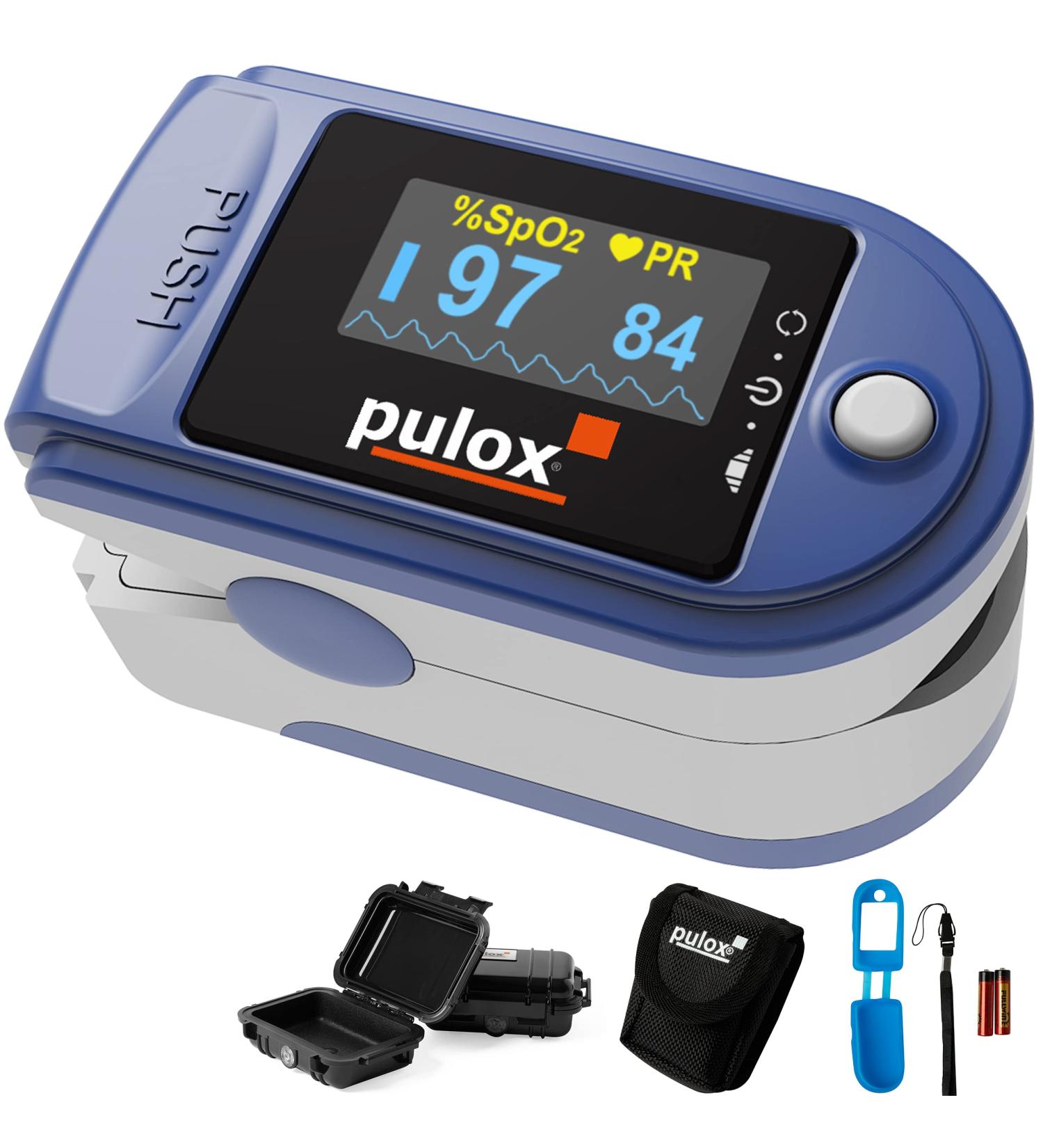 Buy Pulse Oximeter Pulox PO-200A Accurate SpO2 Pulse & PI Measurement with Alarm & Accessory Set Fast International Shipping - Buy Online on GoSupps.com