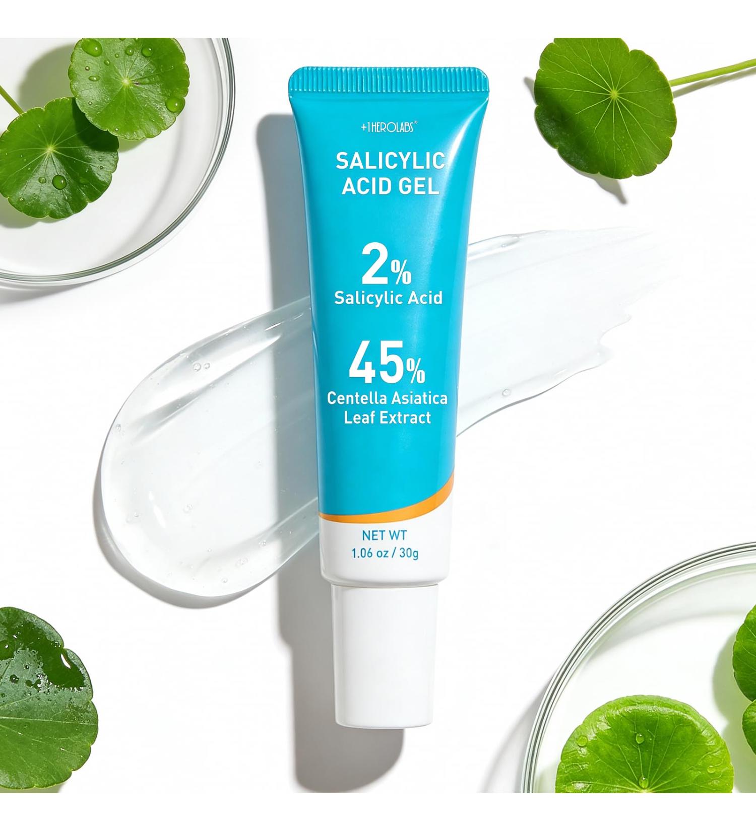 2% Salicylic Acid Gel Serum - with 45% Centella Asiatica Leaf Extract, Pore Clarifying & Oil Balancing for Oily, Acne-Prone Skin, Fragrance-Free, 1 Fl Oz - Buy Online on GoSupps.com