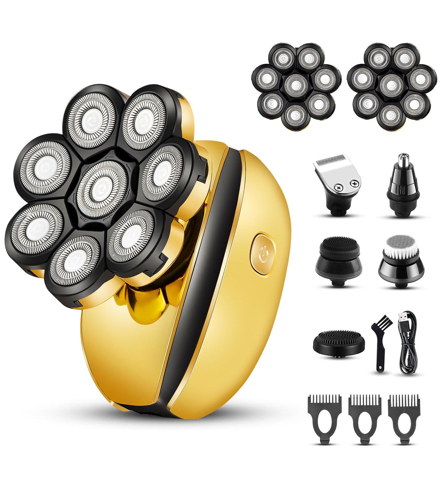 8D Head Shaver for Bald Men | Electric Razor & 5-in-1 Grooming Kit - Wet/Dry Rotary Shaver with LED Display - Buy Online on GoSupps.com
