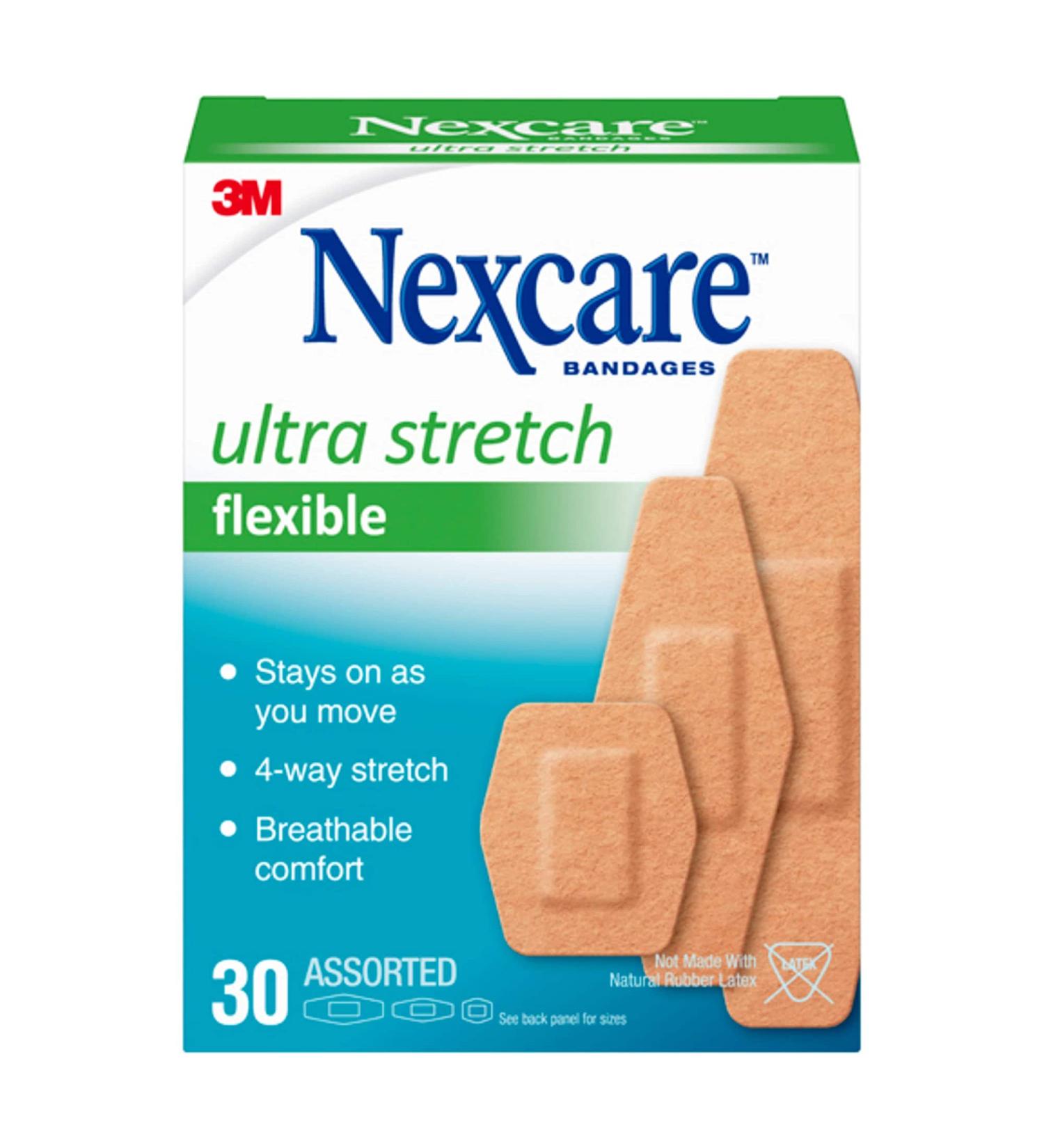 Nexcare Ultra Stretch Bandages Assorted - 30 Count Box | Flexible and Comfortable - Buy Online on GoSupps.com