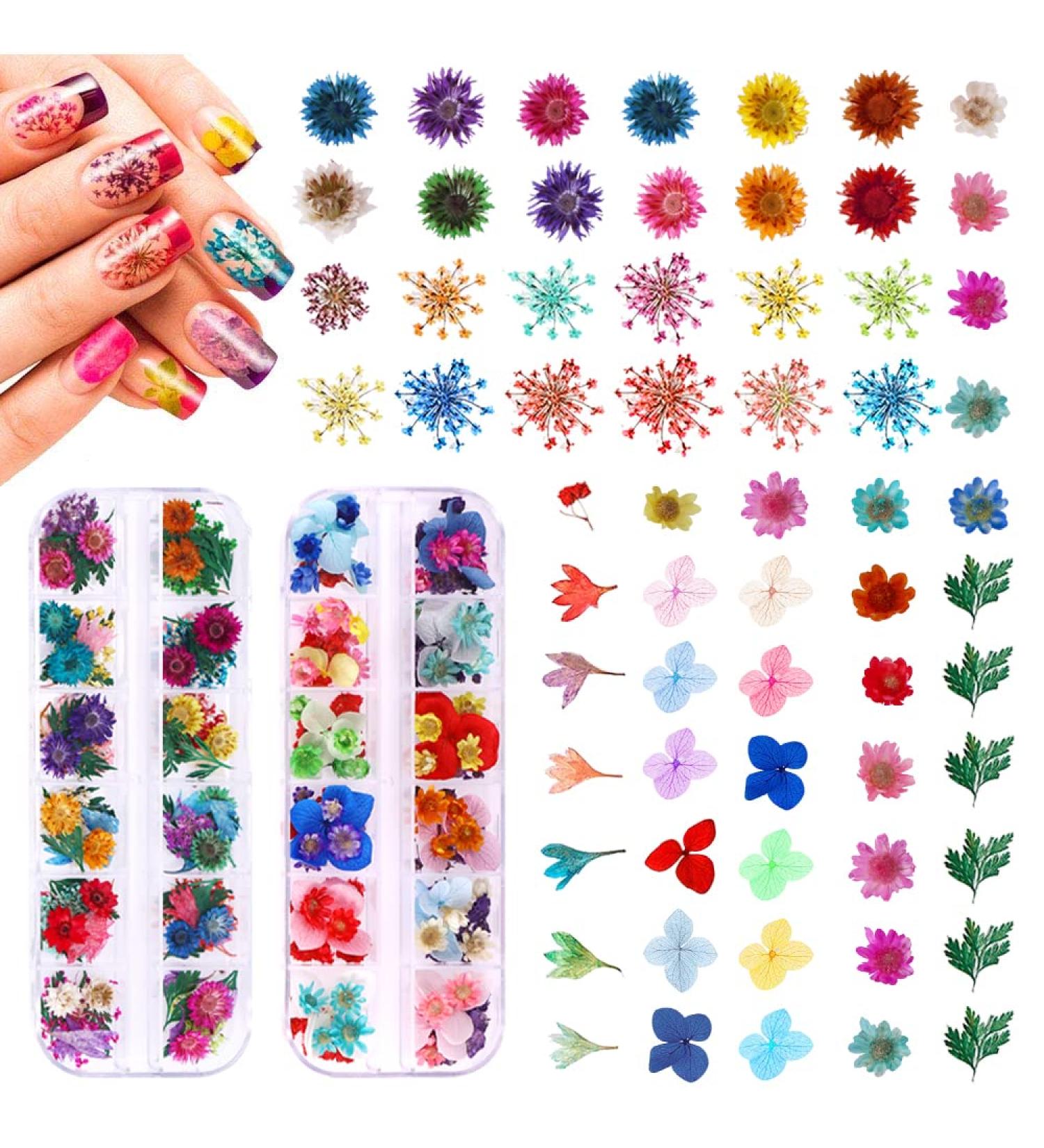 216PCS Dried Flowers Nail Art Kit - 57 Color Natural Flower Nail Art Accessories for Resin Molds and Nails - Buy Online on GoSupps.com