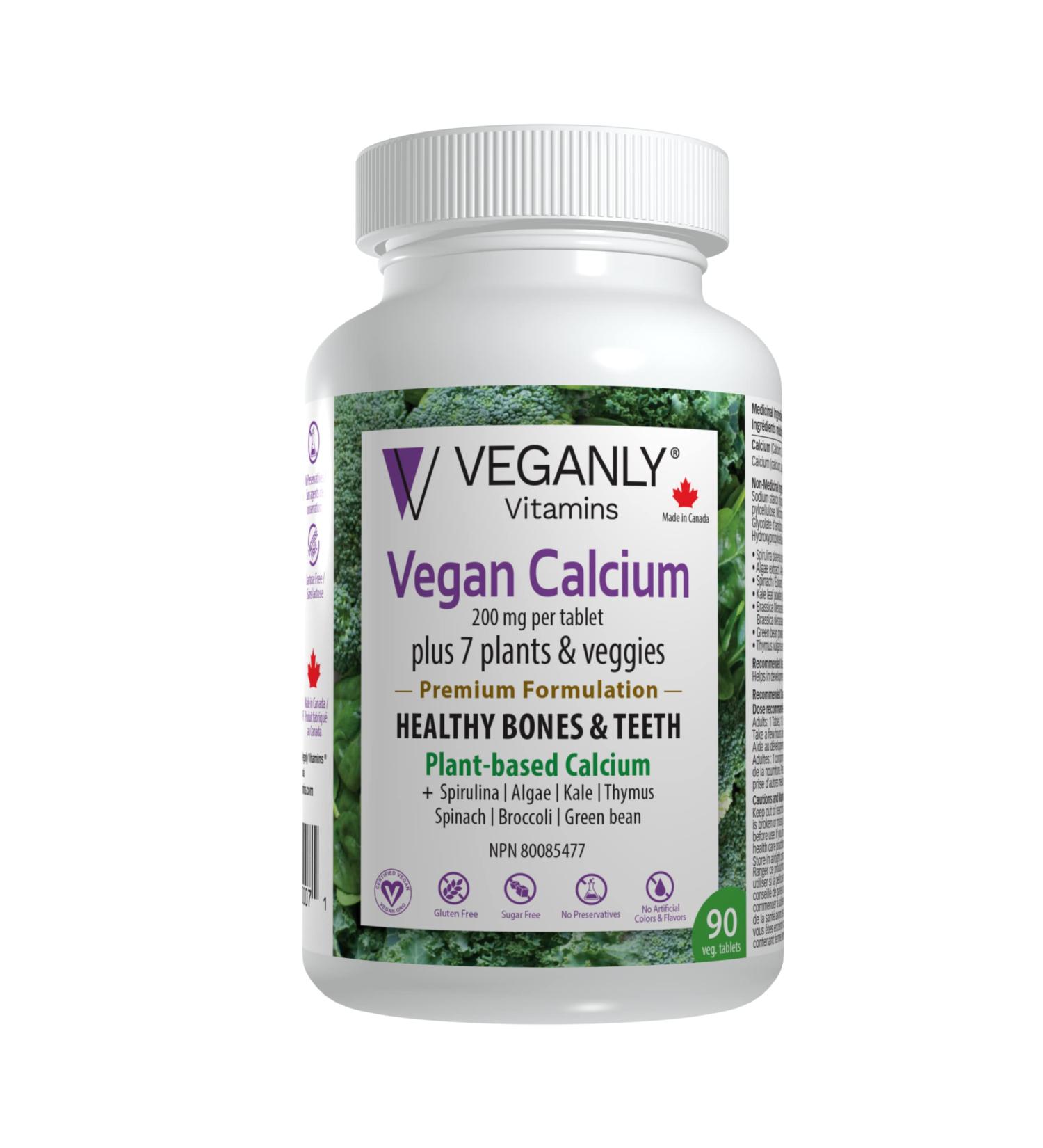 VEGANLY Vegan Calcium Plus 7 - Plant-Based Supplement for Healthy Bones & Teeth (90 caps) - Buy Online on GoSupps.com