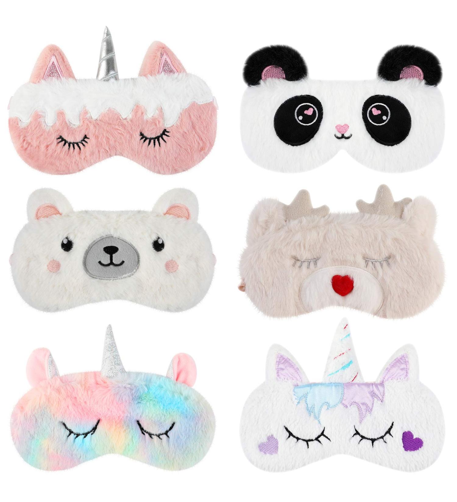 Aniwon 6 Pack Kids Unicorn Sleep Mask - Soft Plush Blindfold & Animal Eye Cover for Children - Buy Online on GoSupps.com