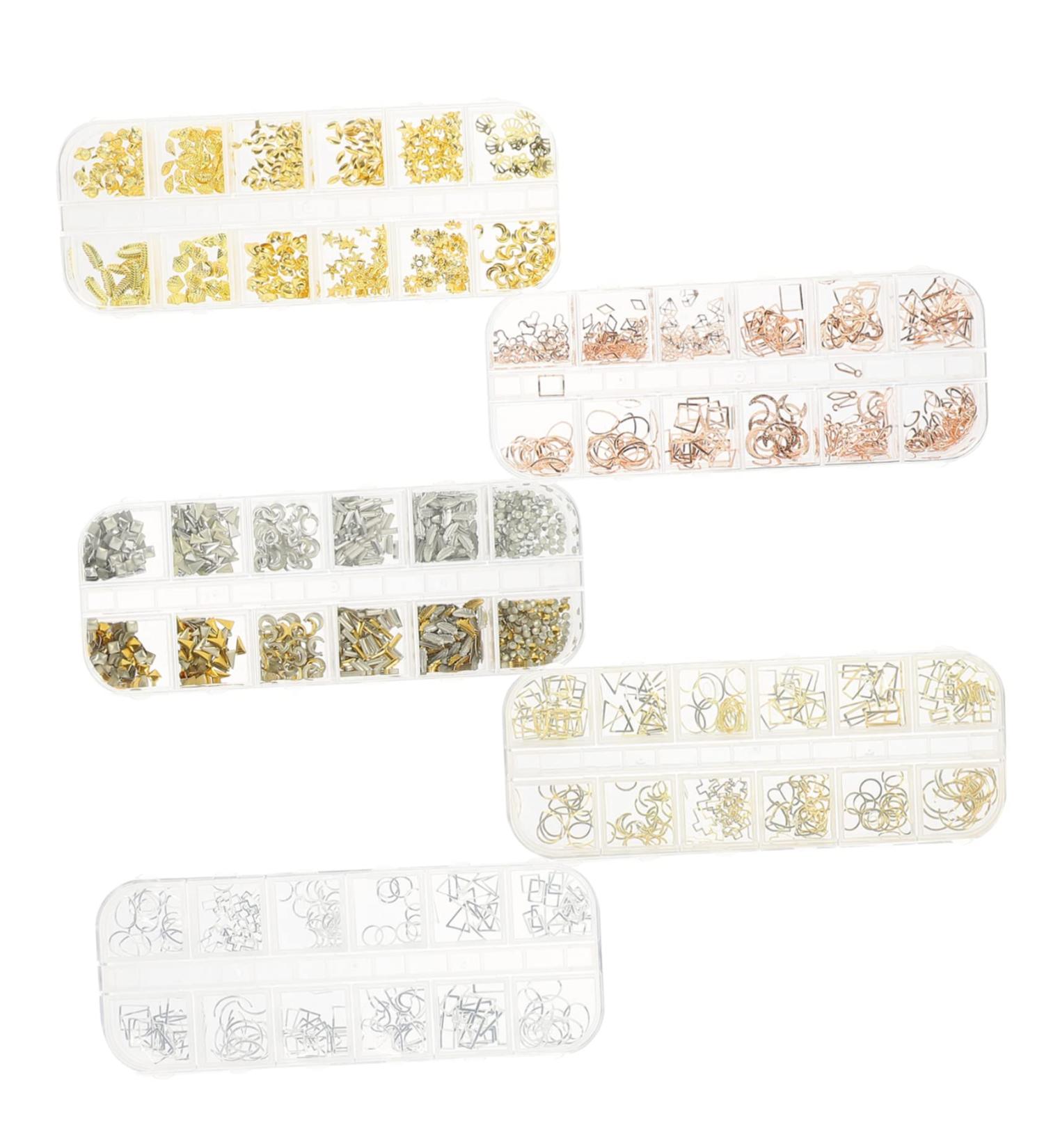 Ipetboom 5 Boxes Metal Nail Decoration 3d Nail Charms Manicure Decor Gemstones for Nails Manicure Charm 3d Nail Art Sticker Nail Gems Unique Nail Decor Nail Art Gems Decorations Pp Assorted - Buy Online on GoSupps.com