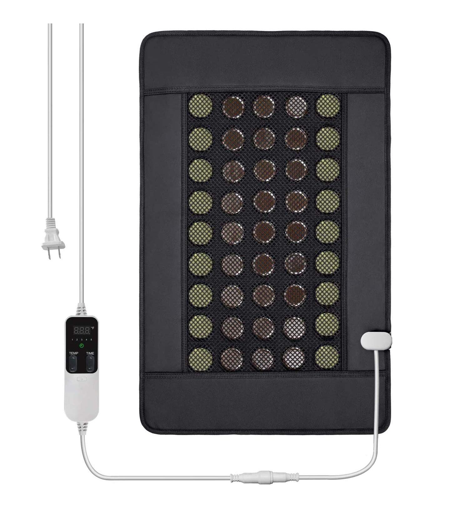 Far Infrared Heating Pad Mat for Back, Neck, Shoulders, Cramps - Pain Relief with Natural Jade and Tourmaline - Auto Shut Off, Smart Timer, Heat Settings - 28 x 17.3 - AC Powered - 1 Count - Buy Online on GoSupps.com