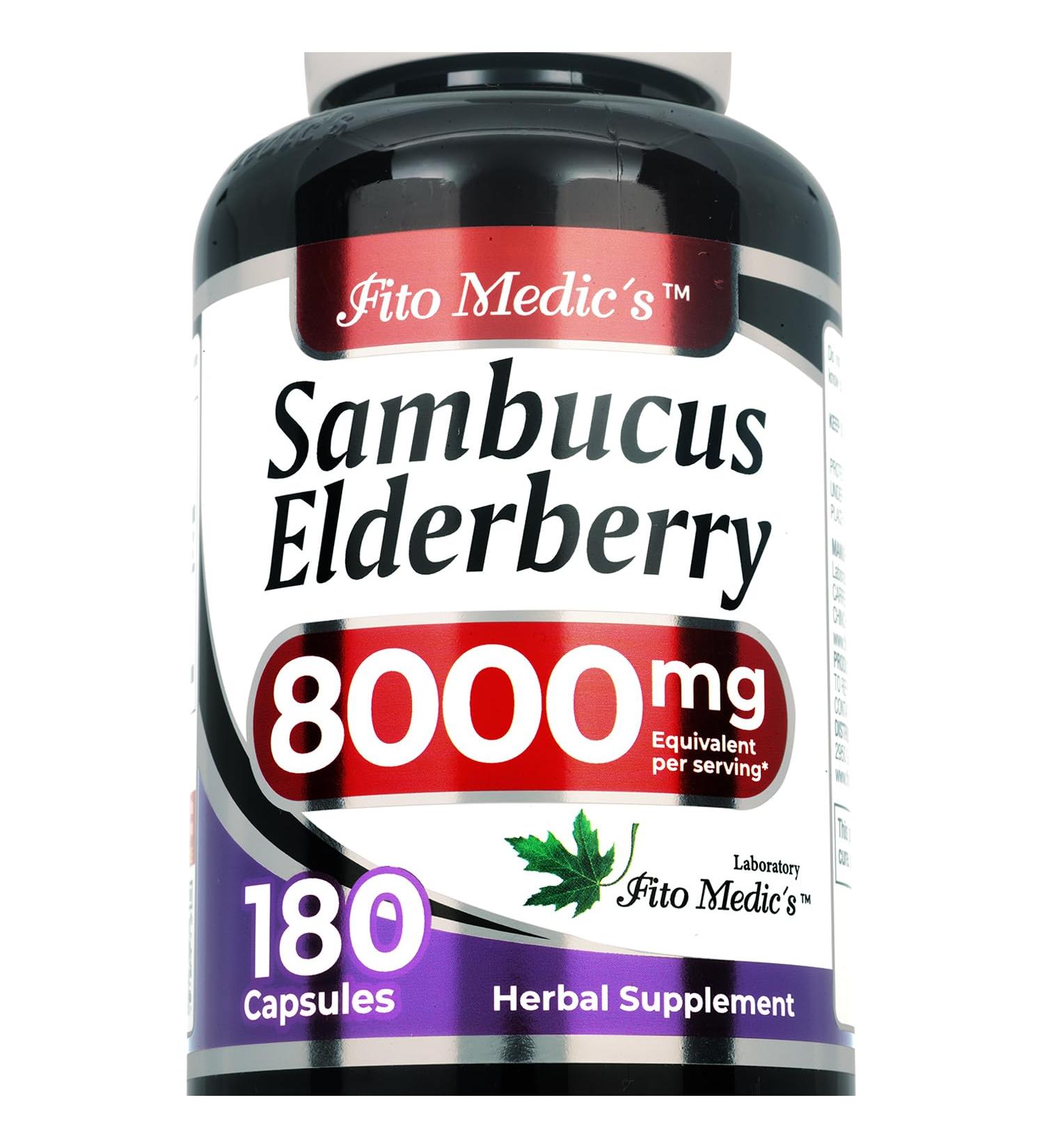 Lab - Elderberry - Sambucus Elderberry 8000 mg 180 Capsules - Elderberry Capsules - Black Elderberry - Immune Support Supplement- Vitamins for Women and Men Ultra high Absorption - Buy Online on GoSupps.com