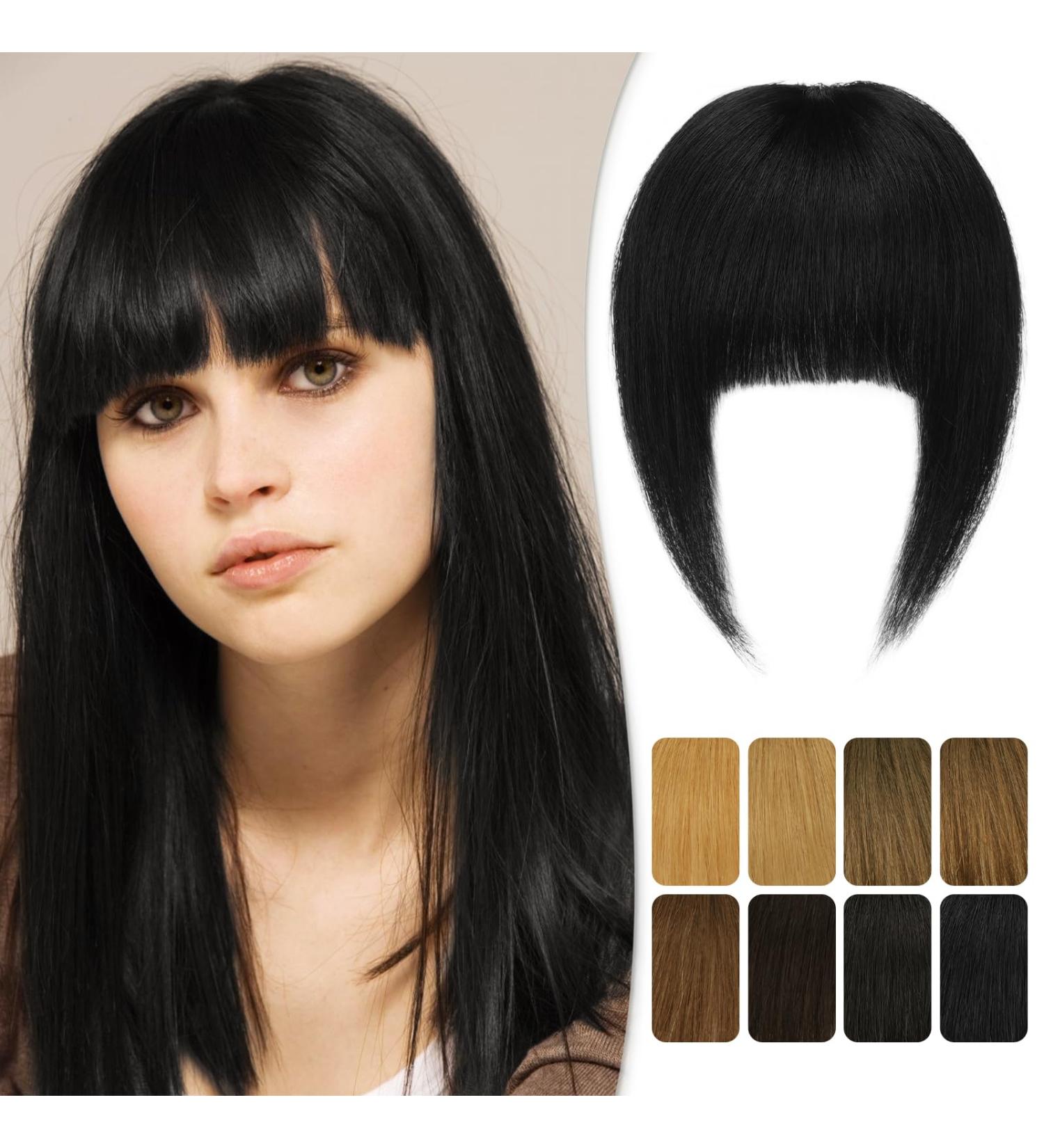 RUWISS Clip in Fringe 100% Human Hair Bangs - Thick Bangs with Temples, Natural-black - 15g (Pack of 1) - Buy Online on GoSupps.com