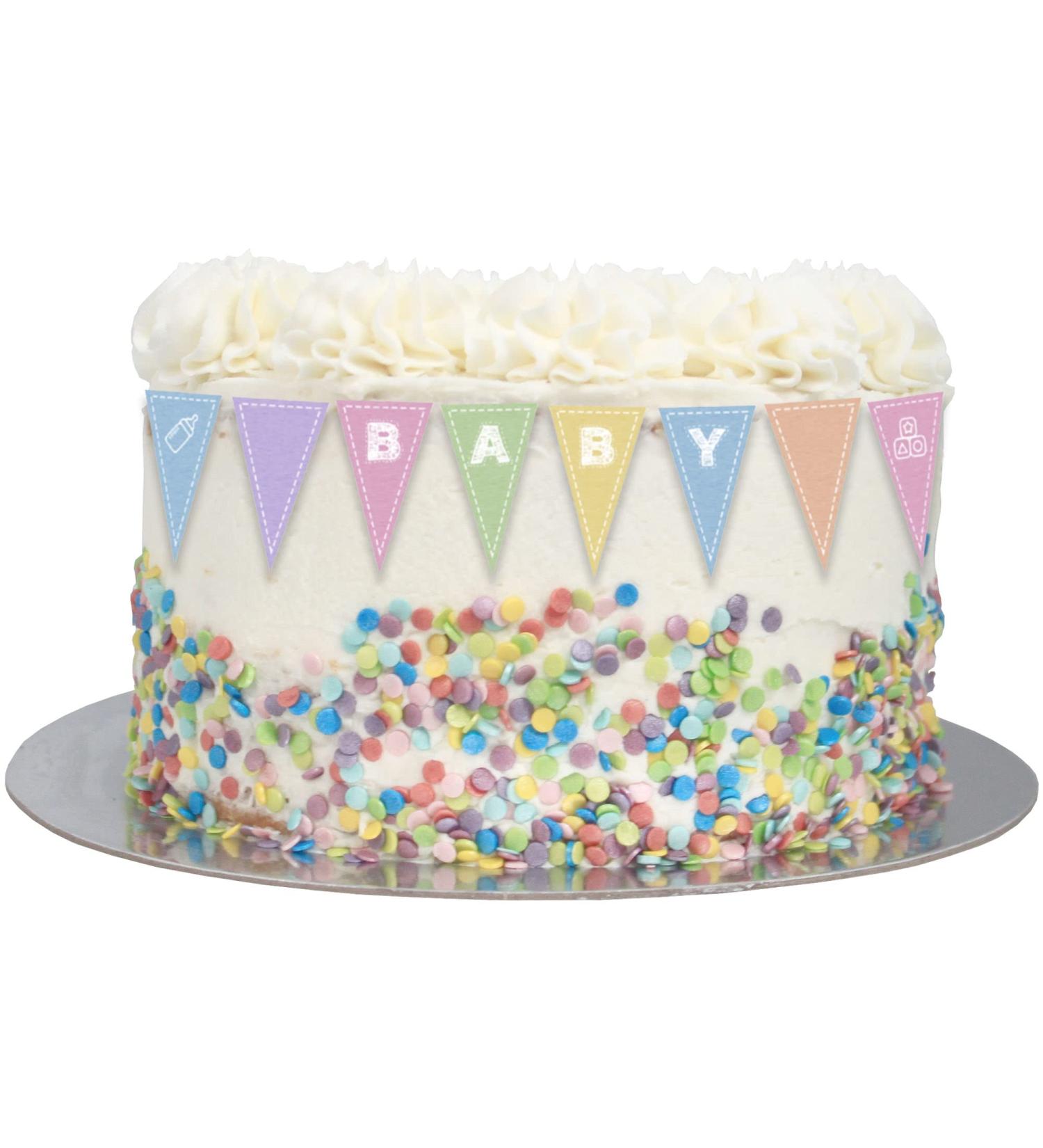 Edible Wafer Baby Themed Bunting Cake Decoration/Cupcake Toppers - 36pc - Buy Online on GoSupps.com