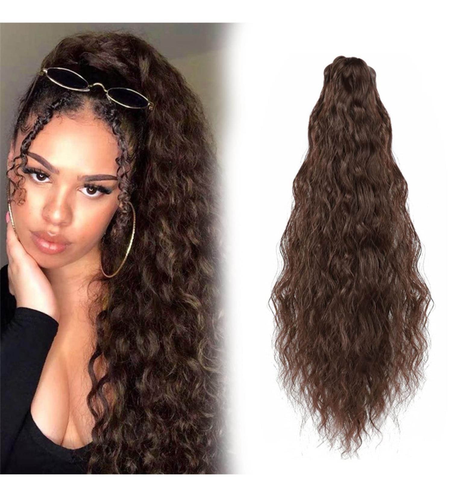Long Wavy Drawstring Ponytail Extension Ponytail Extension Braid Ponytail Hair Extensions Hairpiece Ponytail Extension Long Hair Extension Afro Braid Long Brown Wavy Curly Ponytail 55CM - Buy Online on GoSupps.com