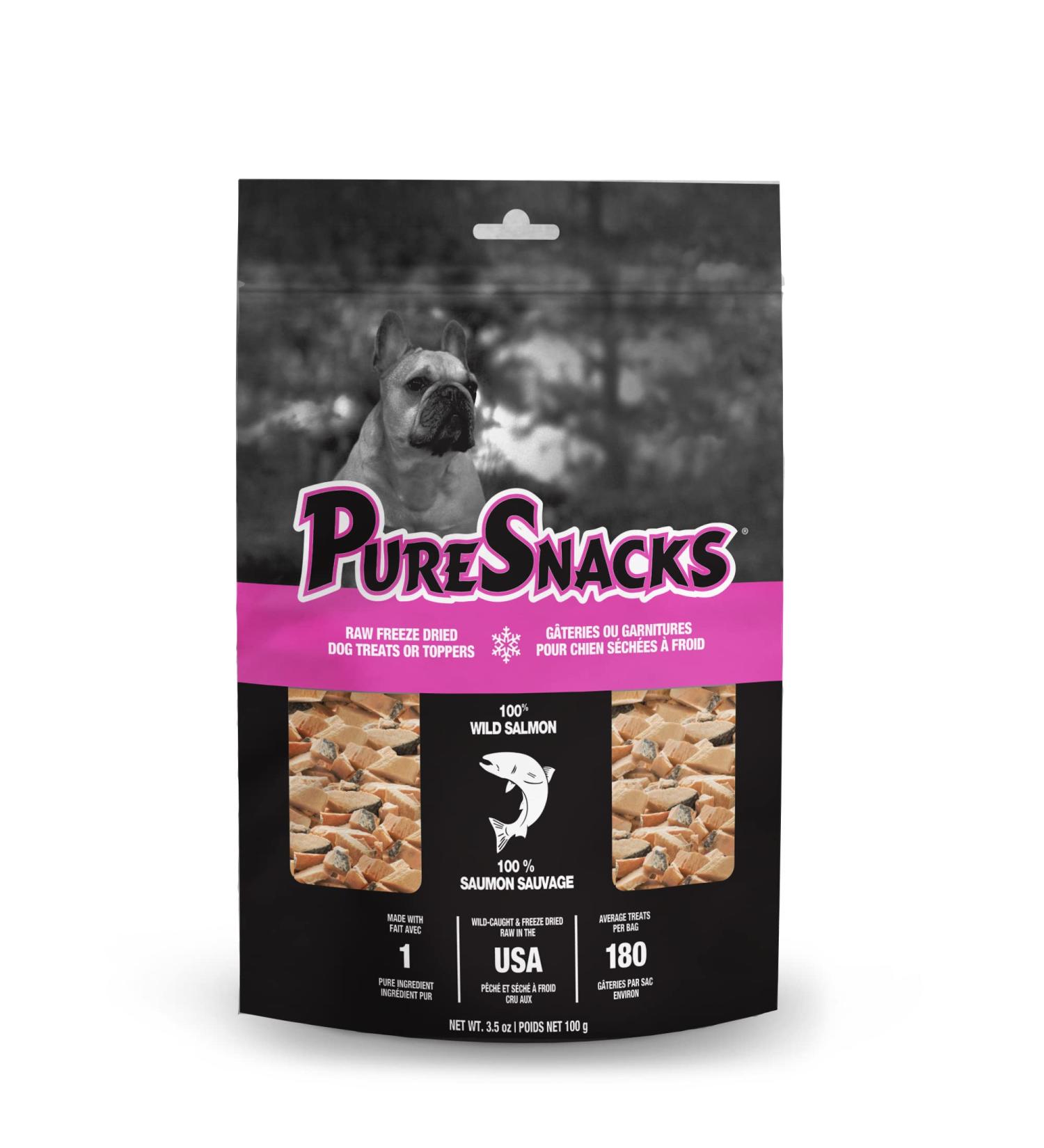 PureSnacks Freeze Dried Salmon Dog Treats 3.5oz | 100g Made in USA Pink (2PS100SM) - Buy Online on GoSupps.com