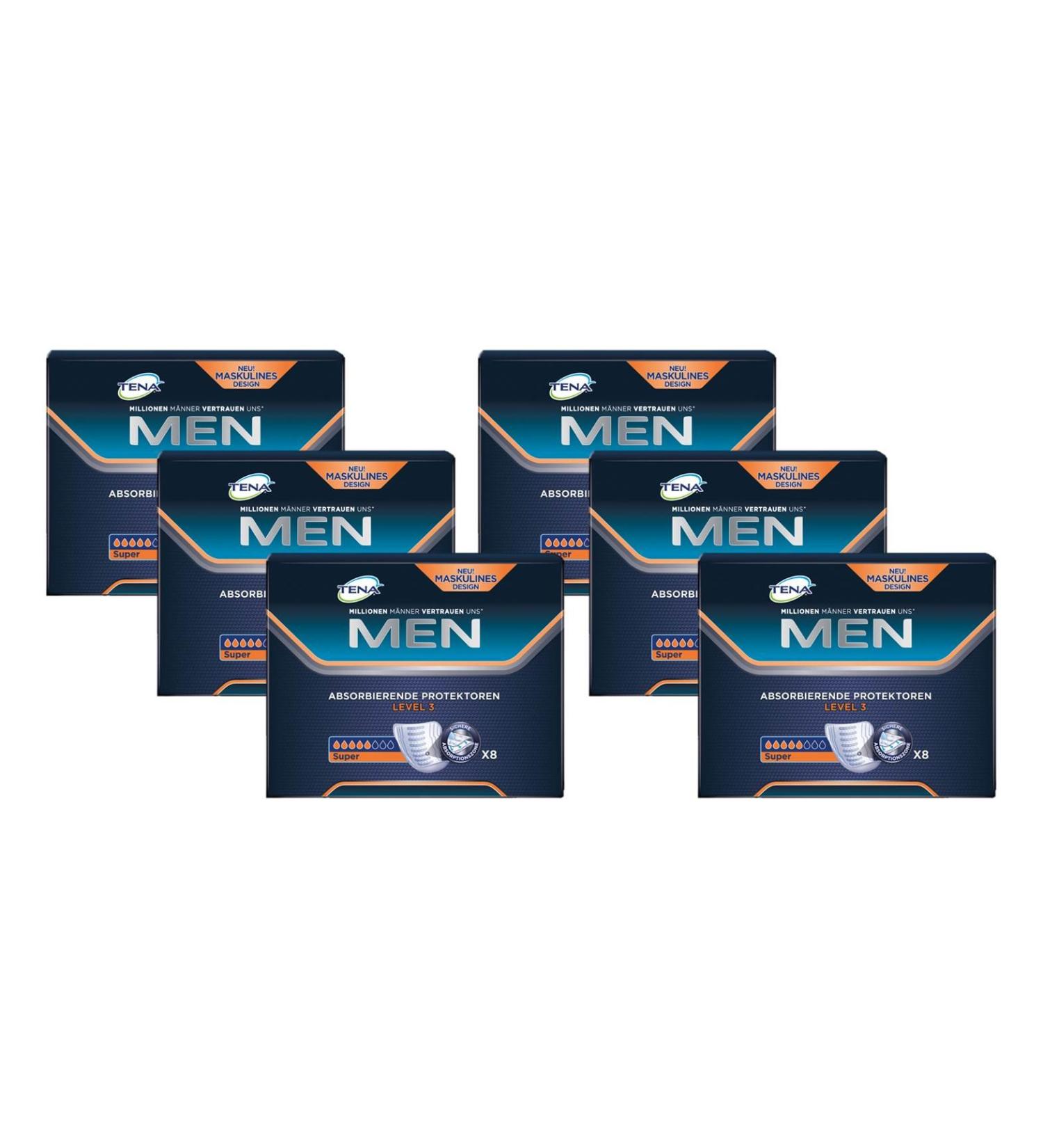 Tena Men Level 3 Incontinence Inlays - Medium Bladder Weakness Advantage Pack (48 Inserts) - 6 Pack - Buy Online on GoSupps.com
