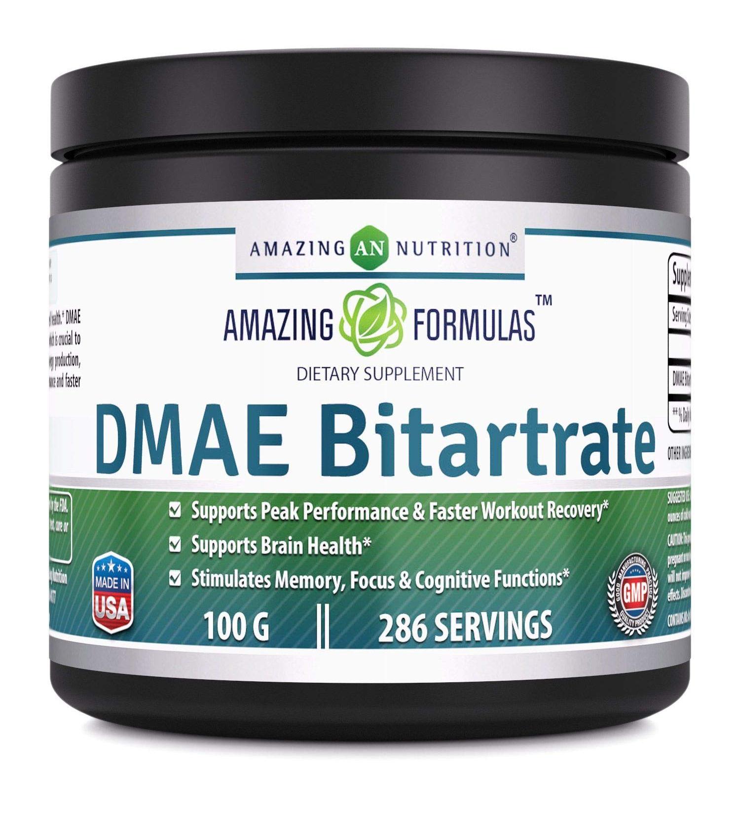 Amazing Formula DMAE Bitartrate Powder Supplement | 100 Grams | 286 Servings | Non-GMO | Gluten-Free | Made in USA