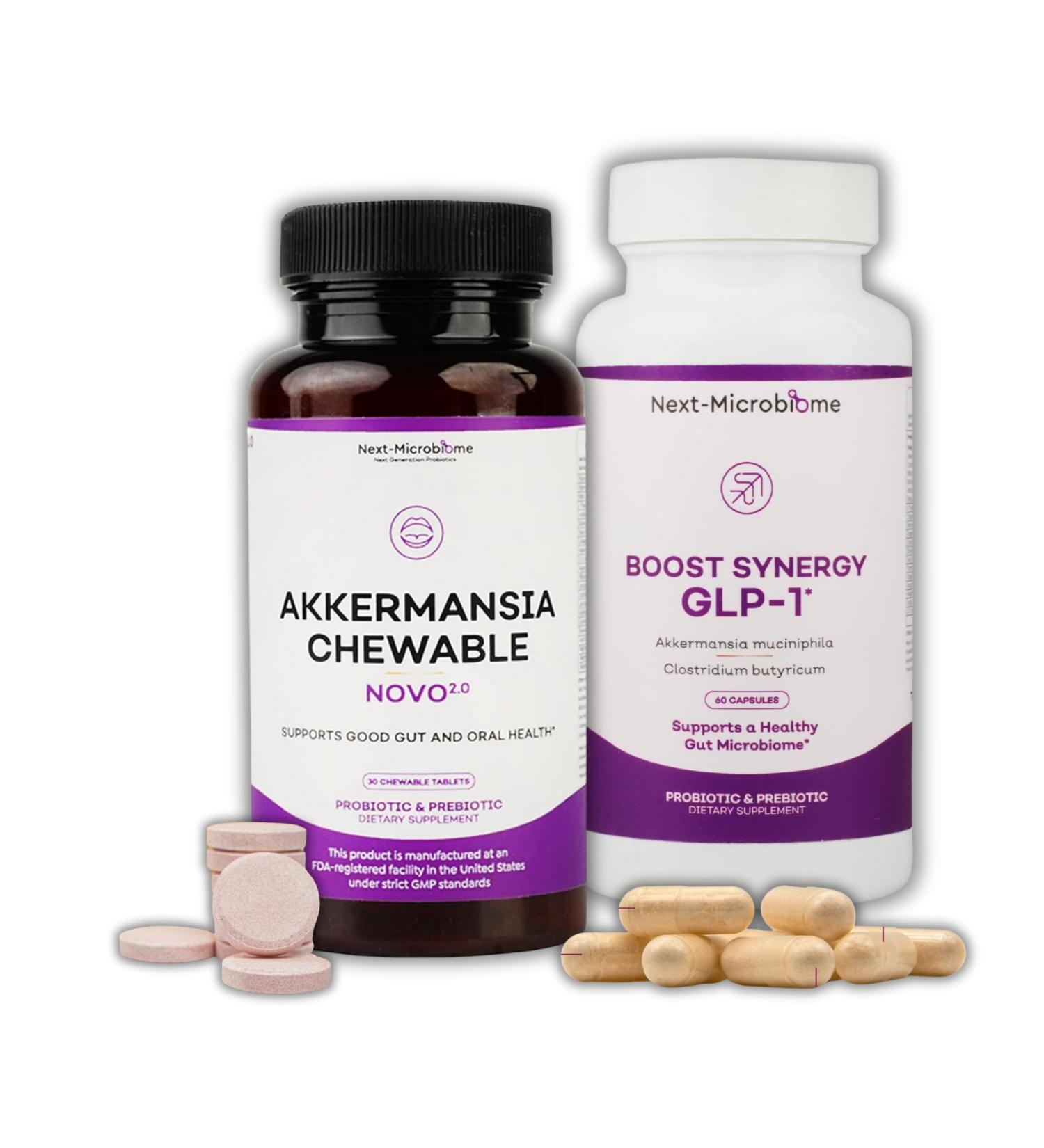 NEXT-MICROBIOME Akkermansia Muciniphila Probiotic Supplement 2 Set Chewable & Capsule Duo for Gut and Oral Support Digestive and Metabolic Wellness for Women & Men - Buy Online on GoSupps.com