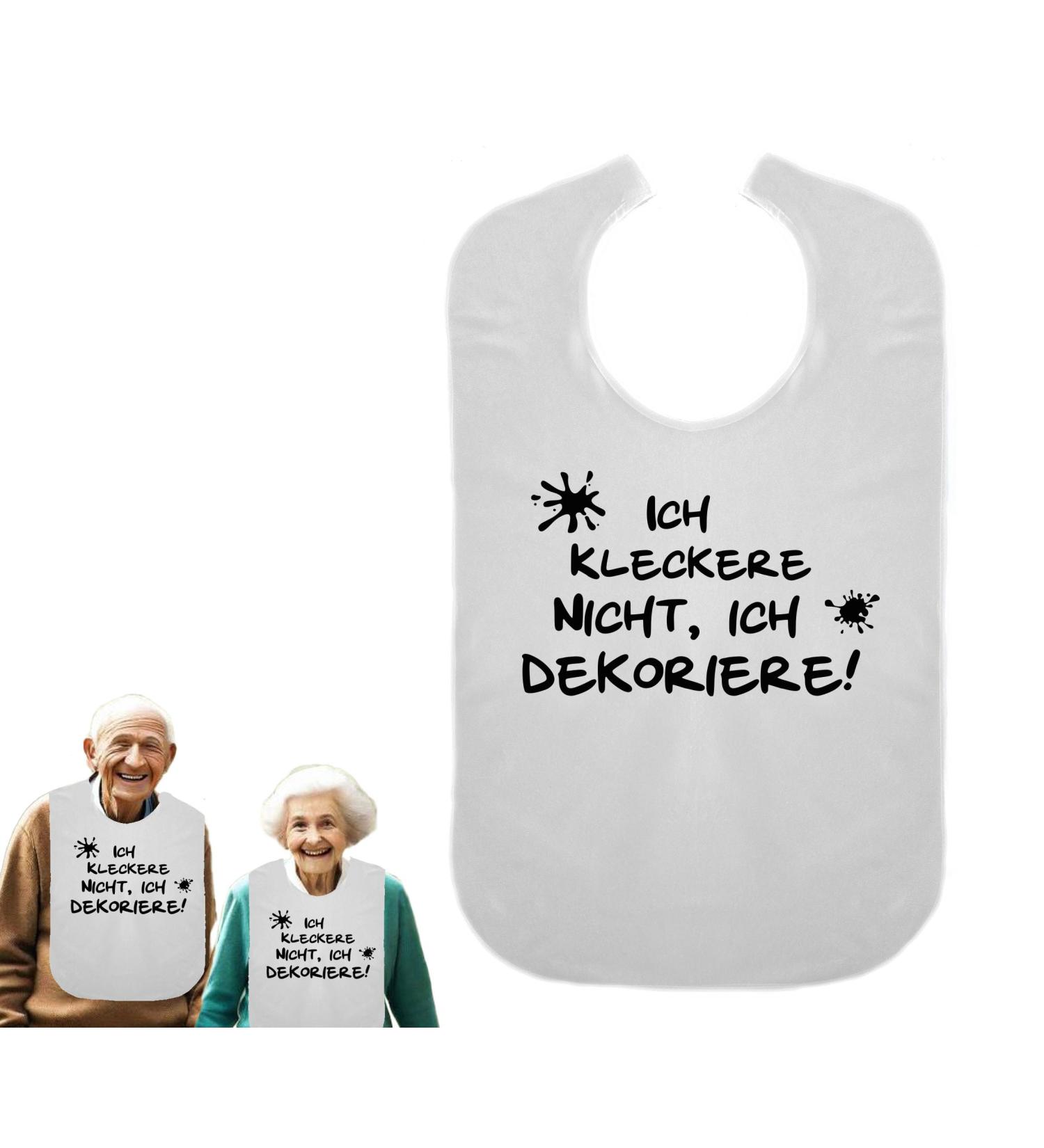 Funny Waterproof Adult Bib - 'I Don't Spill I Decorate' - Perfect Gift for Pensioners - White Eating Apron - Buy Online on GoSupps.com