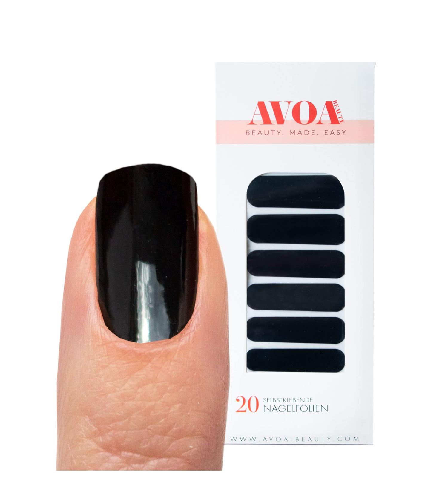 AVOA Beauty Nail Foil - Licorice Black Self-Adhesive Nail Wraps | Long-Lasting 20 Thin Design | International Shipping - Buy Online on GoSupps.com