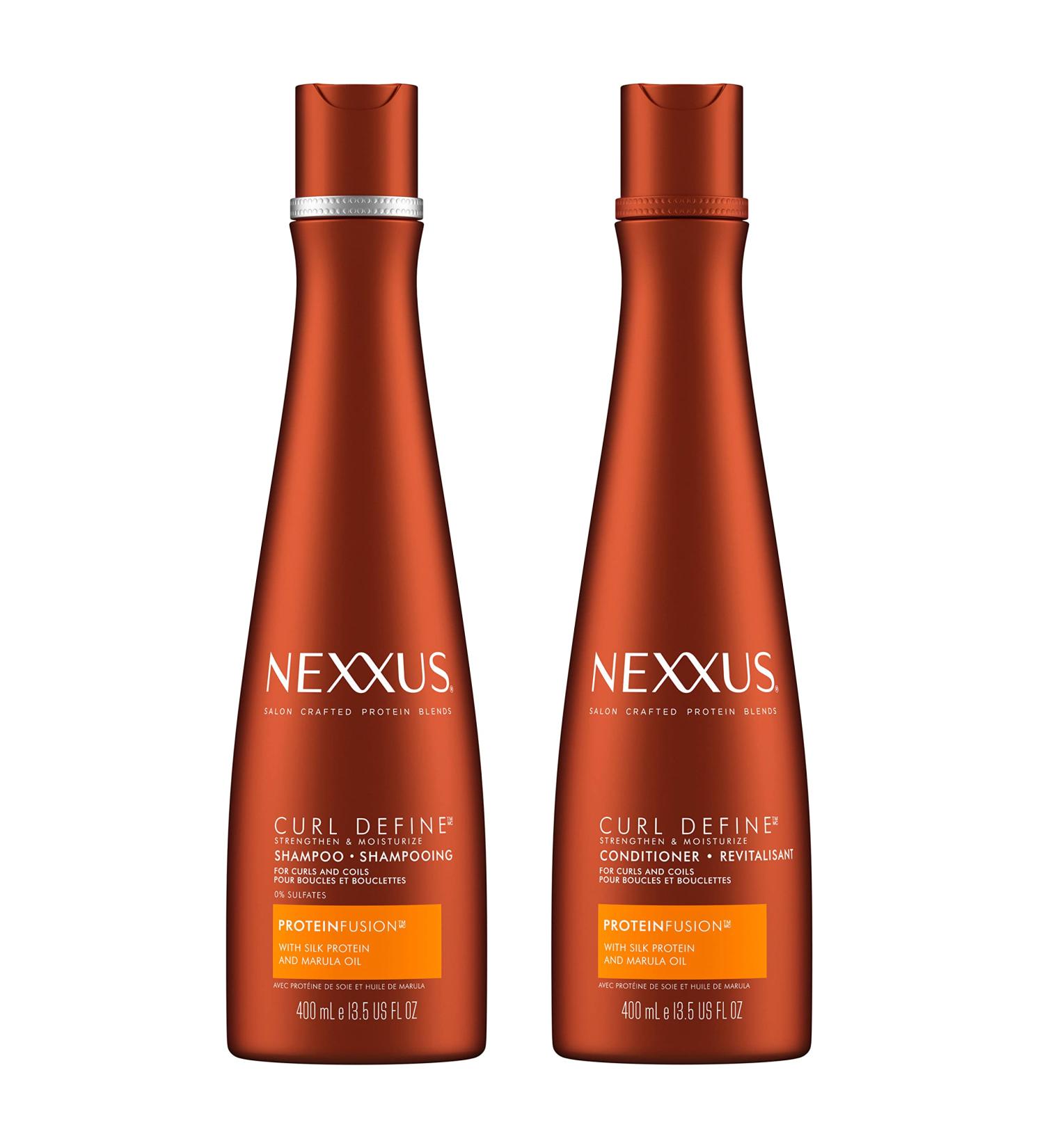 Nexxus Curl Define Shampoo & Conditioner 2 Count - ProteinFusion for Curly/Coily Hair, Strengthening & Moisturizing - Sulfate-Free with Marula Oil 13.5 oz - Buy Online on GoSupps.com