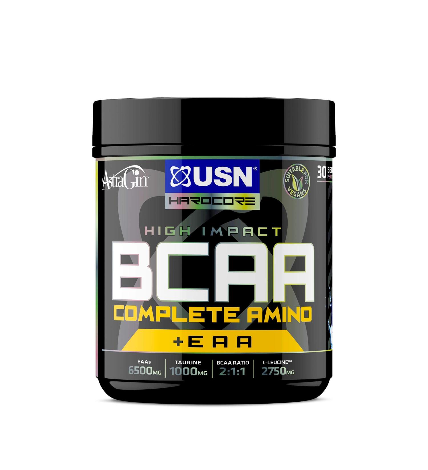 USN Complete Amino Blue Raspberry BCAA + EAA 400g (30 Servings) - High Impact Essential Amino Acids & BCAA Powder - Buy Online on GoSupps.com