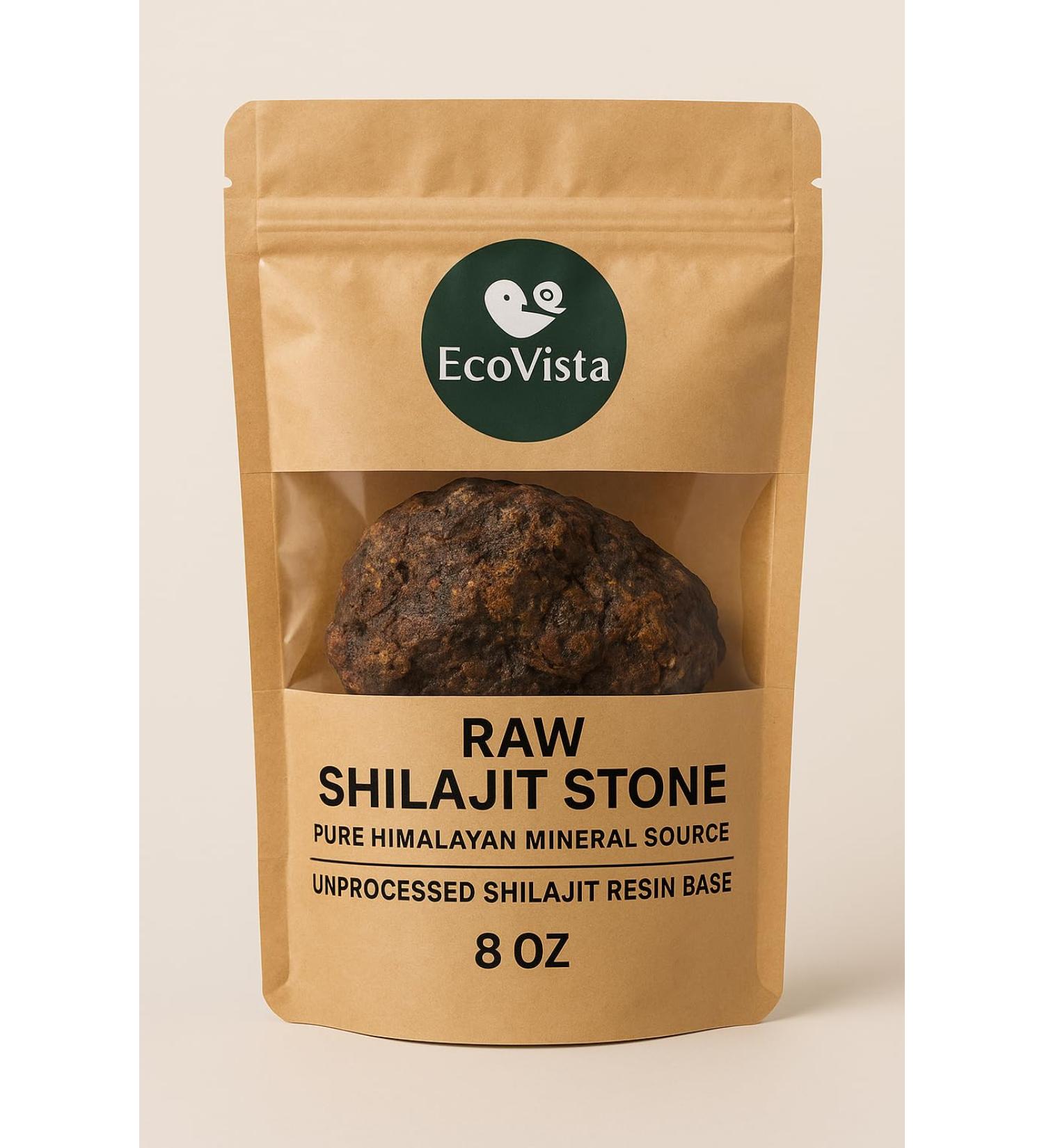Ecovista Raw Shilajit Stone | Pure Himalayan Mineral Source | Unprocessed Shilajit Resin Base | 8 oz Natural Rock Form - Buy Online on GoSupps.com