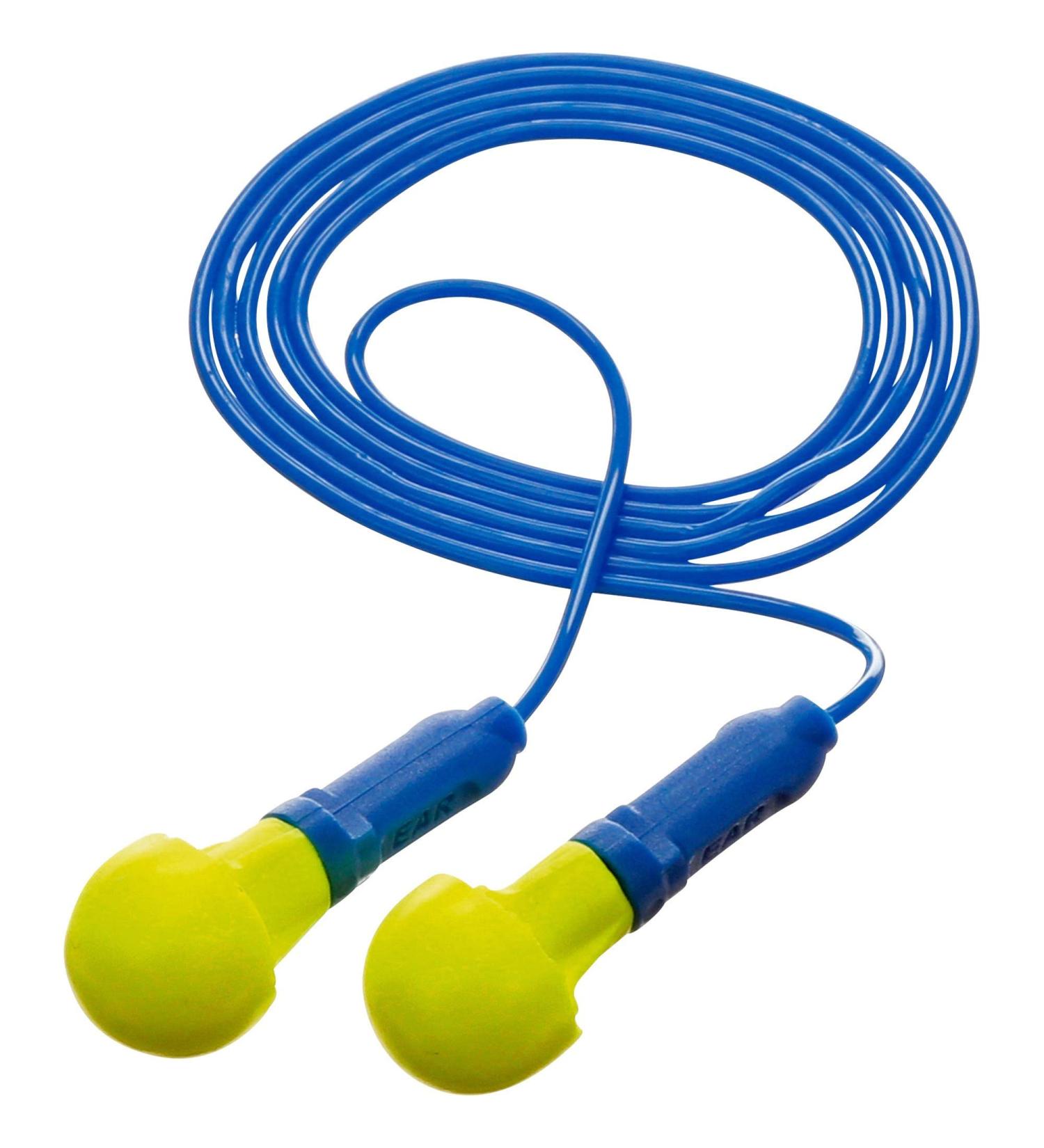 E-A-R Push-Ins Corded Earplugs Blue Stem Yellow (3181003)