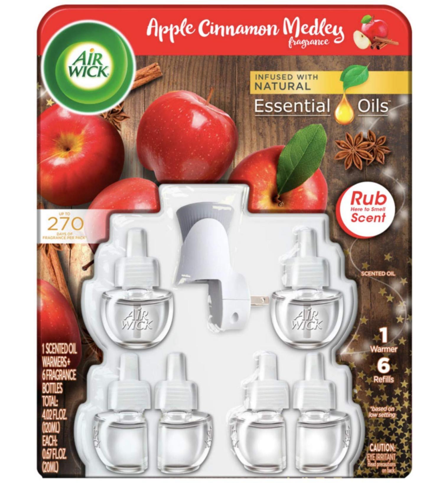 AirWick Apple Cinnamon Medley Limited Edition Scented Oil 1 Warmer + 6 Refills