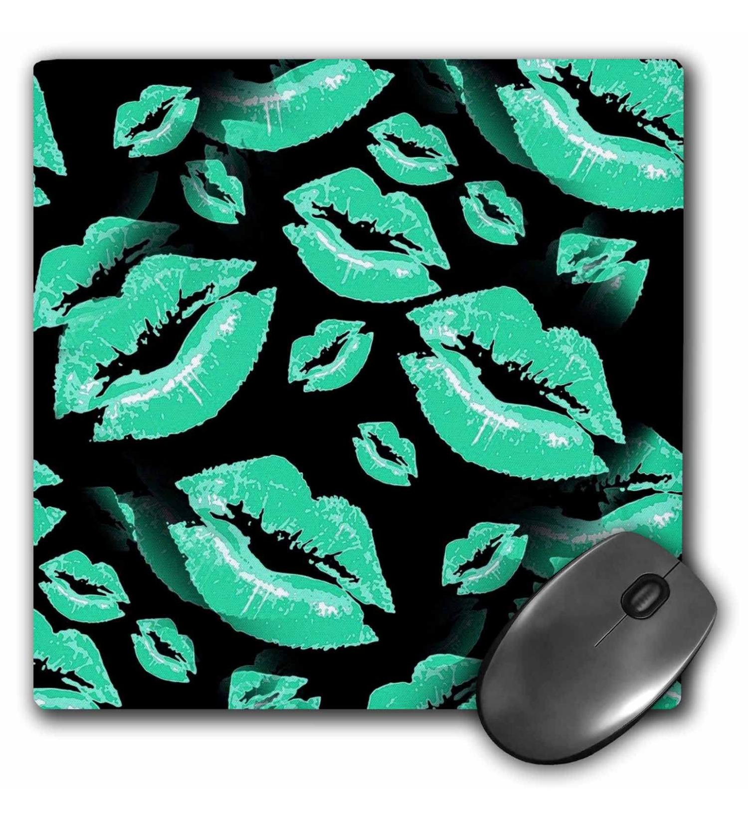 3dRose Two Kisses Collided Lip Affectionate Aqua Colored Lips Pattern - Mouse Pads (mp_357227_1)