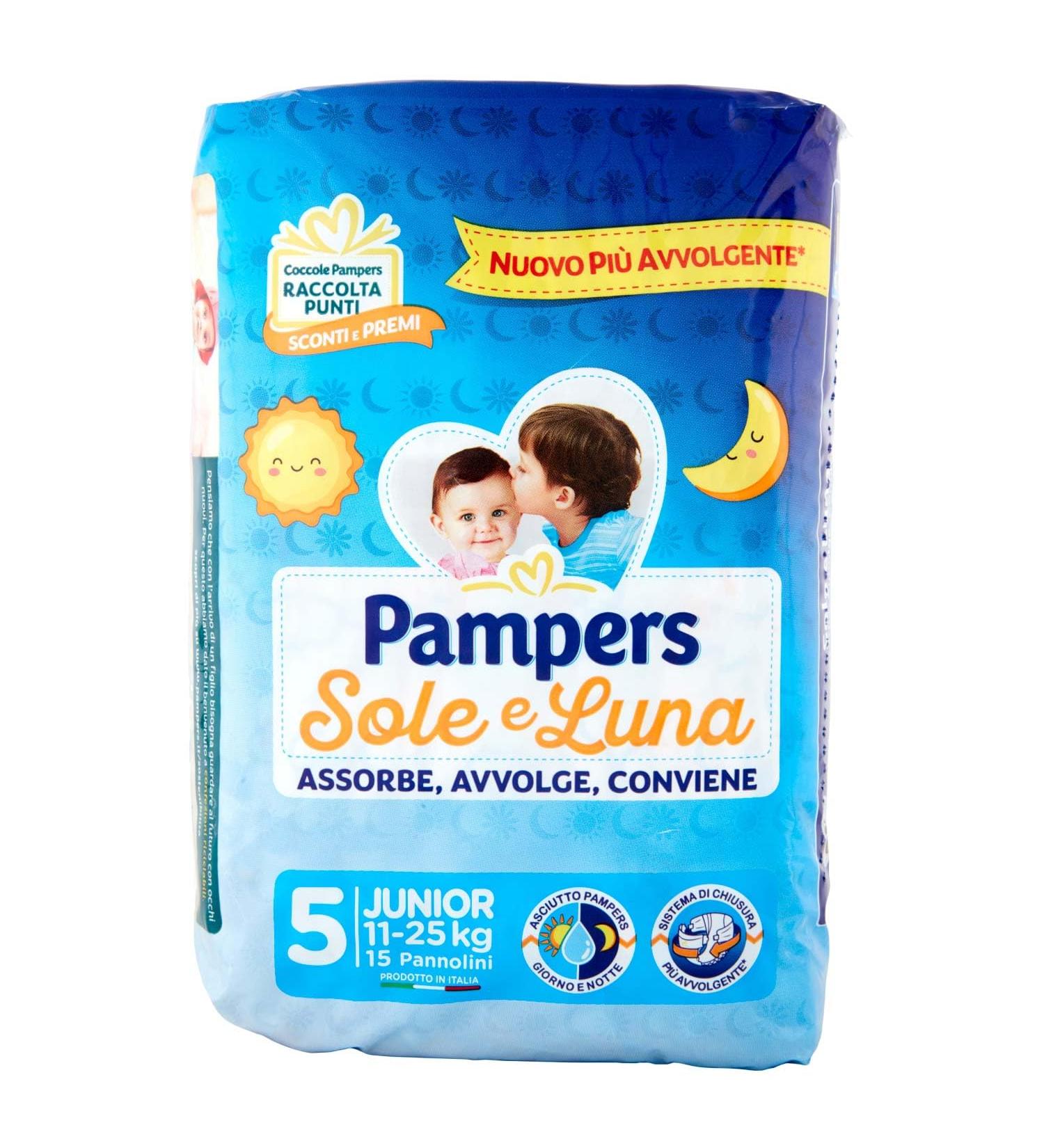 Pampers Sole & Luna Junior Taglia 5 11/25 kg Pannolino 15 Pezzi - Buy Online on GoSupps.com
