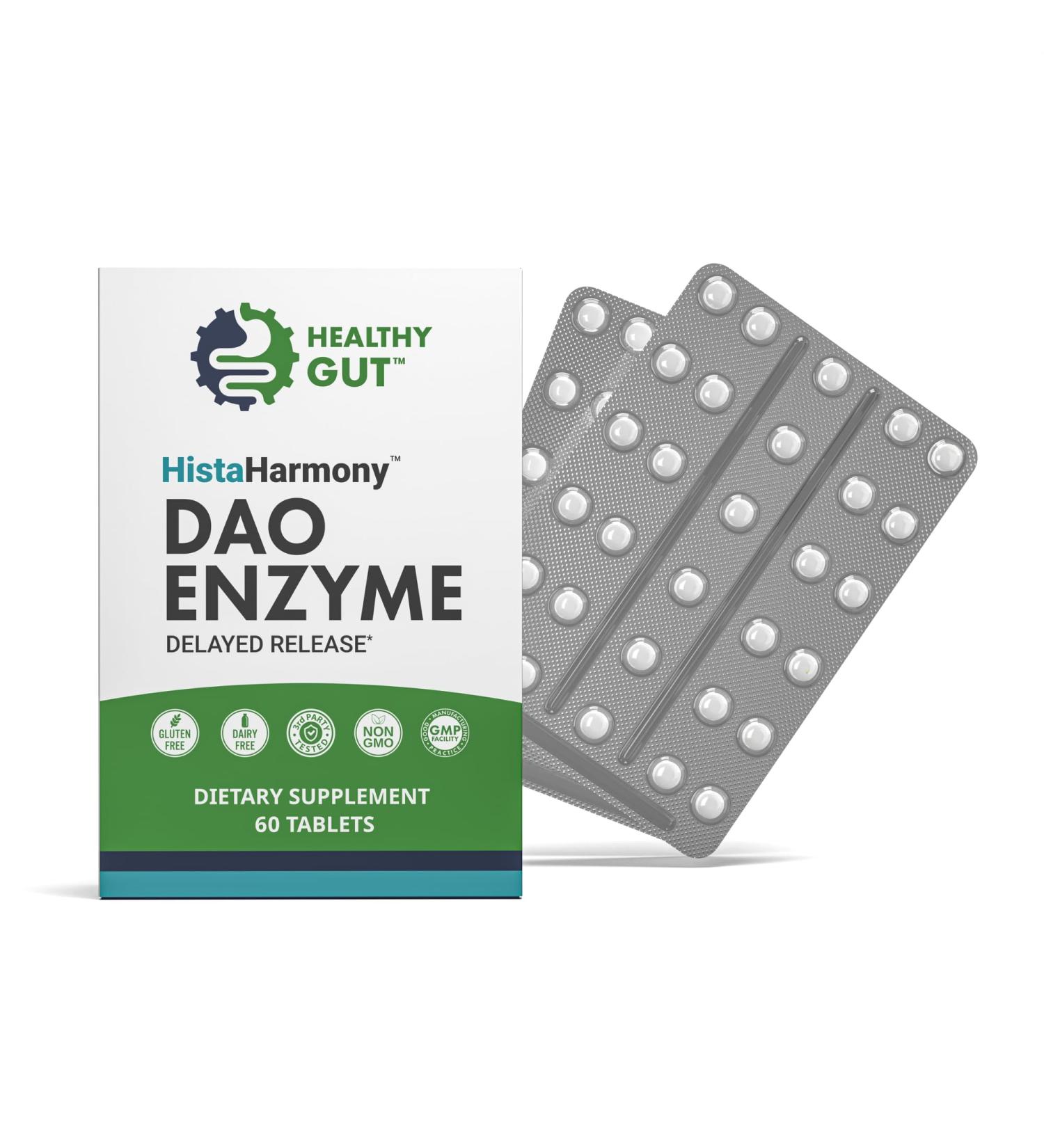 Healthy Gut HistaHarmony | Delayed Release DAO Enzyme Supplement | 30 000 HDU Diamine Oxidase Histamine Blocker | 60 Servings - Buy Online on GoSupps.com