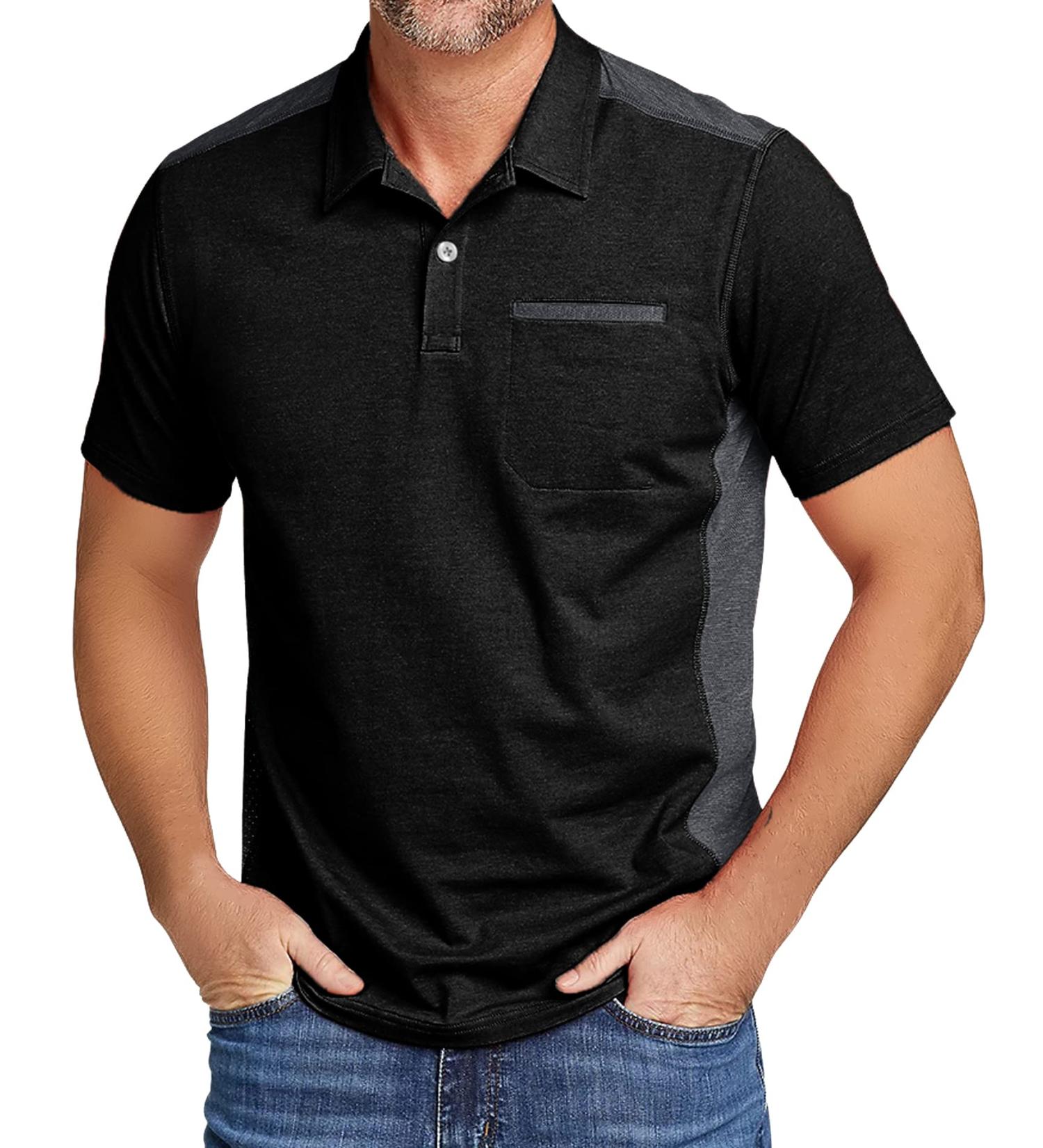 SWISSWELL Men's Polo Shirt - Moisture Wicking Tennis Shirt, Black, Large - Buy Online on GoSupps.com