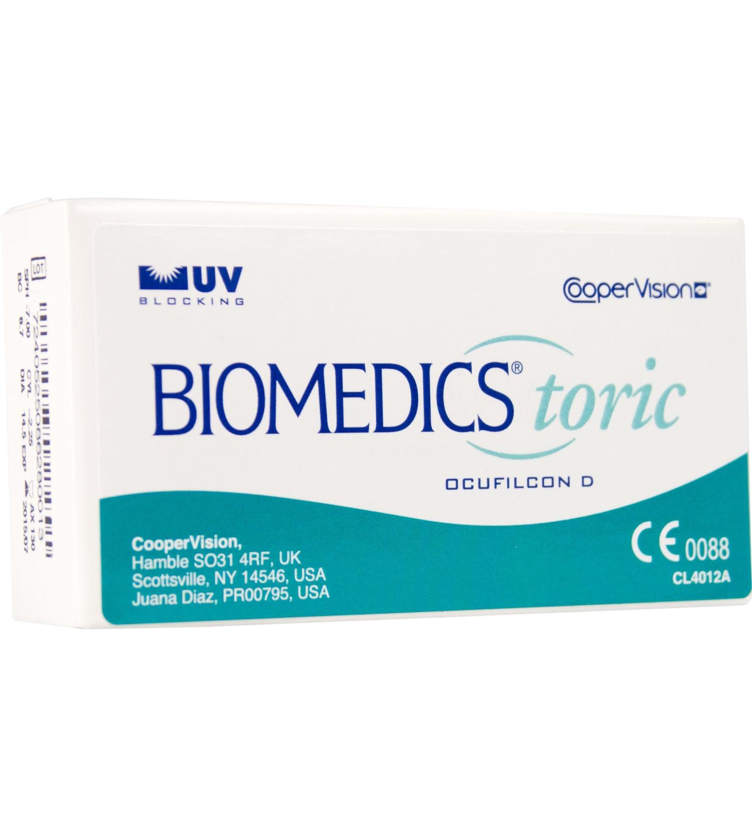 Biomedics Toric monthly lenses 6 pieces / BC: 8.7 mm / DIA: 14.5 / CYL: -1.75 / AXIS: 170 / +4.00 diopters